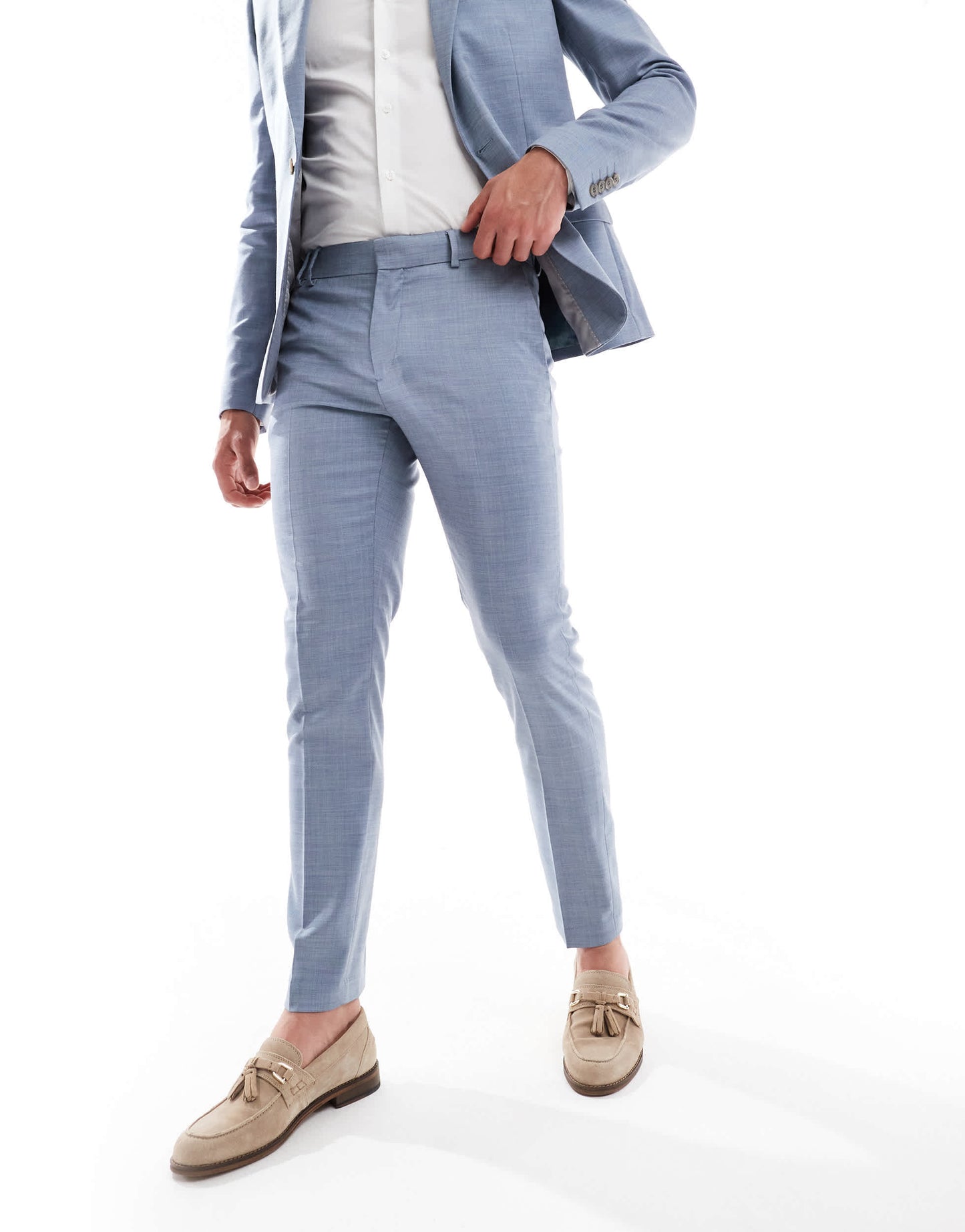 River Island skinny suit trousers in light blue
