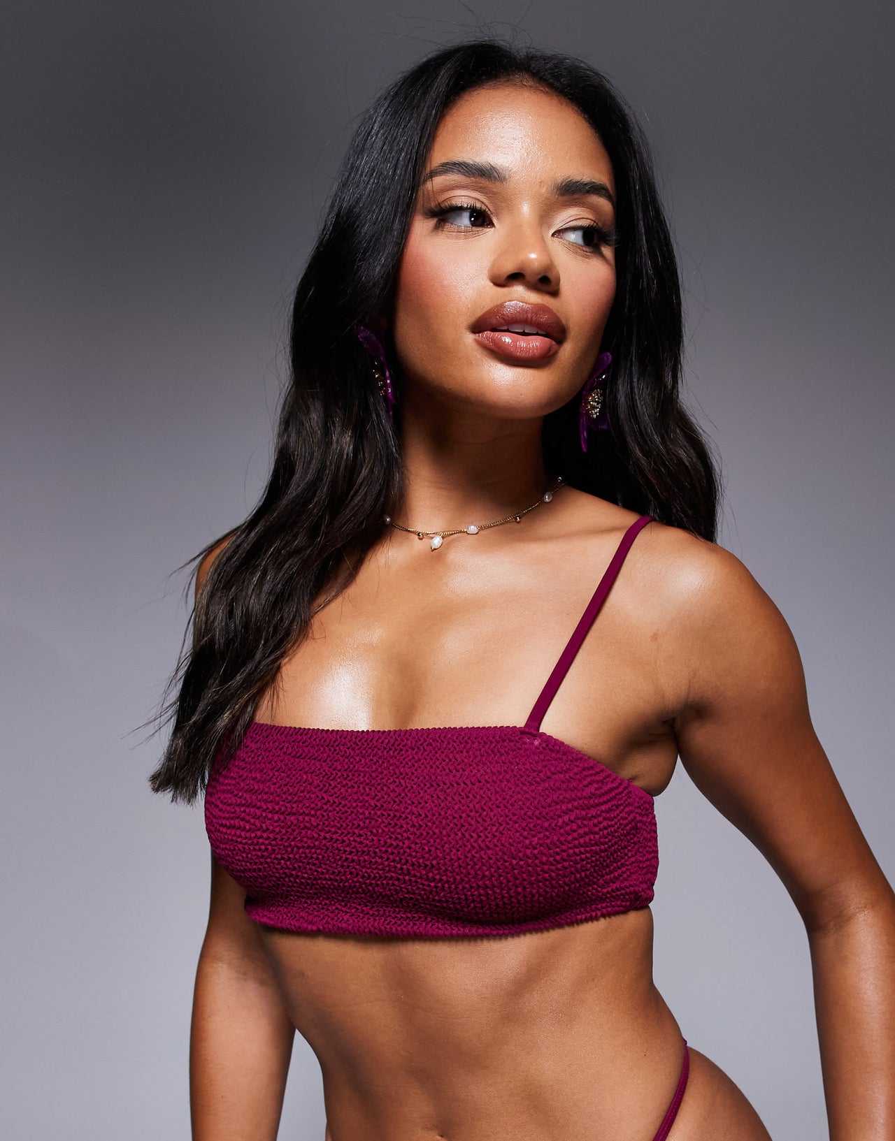 Moda Minx bralet scrunch bikini top in berry