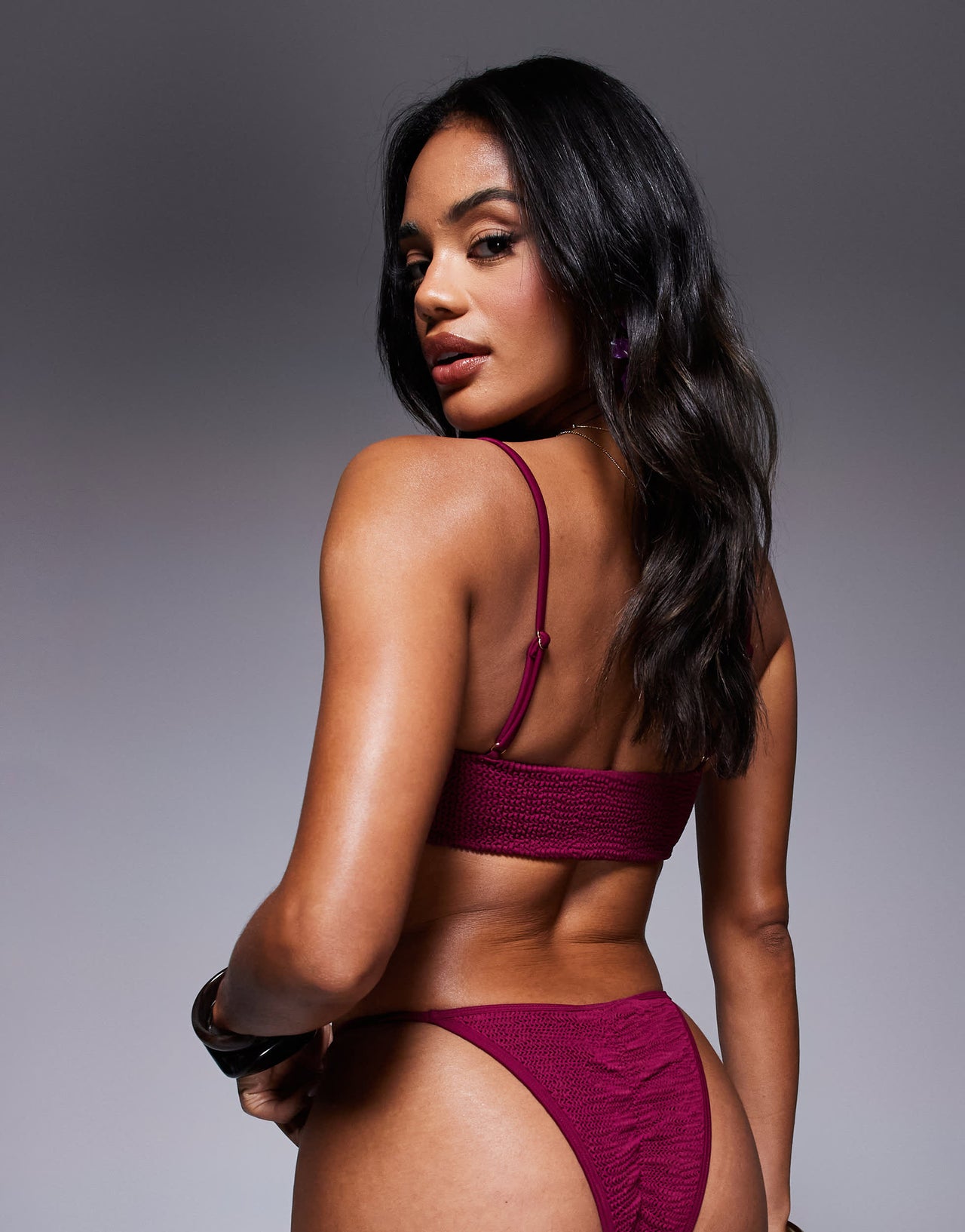 Moda Minx bralet scrunch bikini top in berry