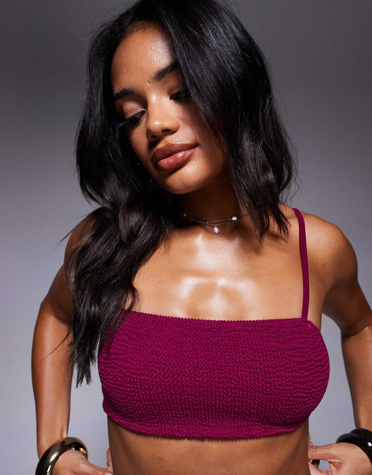 Moda Minx bralet scrunch bikini top in berry