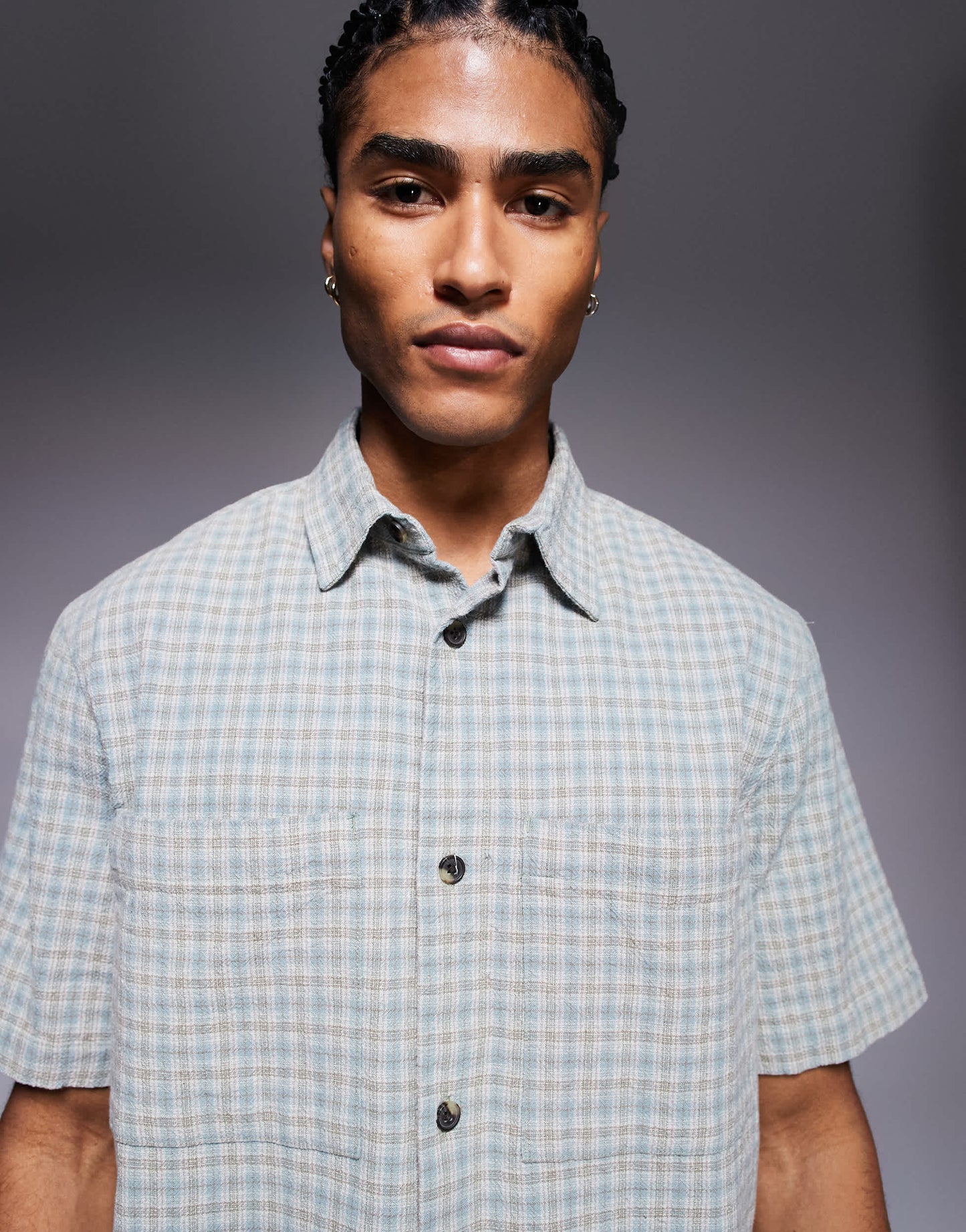River Island short sleeve over shirt in muted check