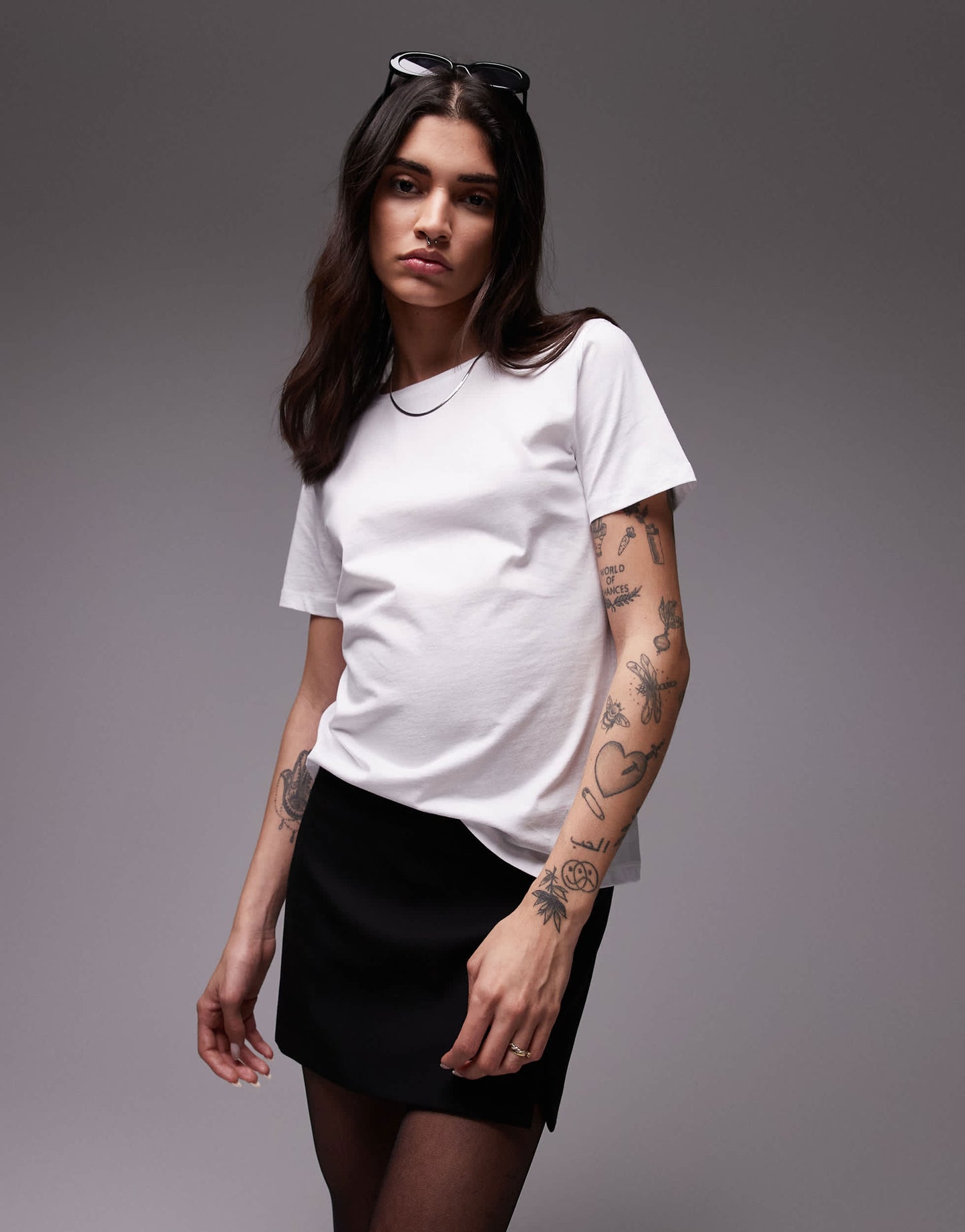 Mango round neck t-shirt in white