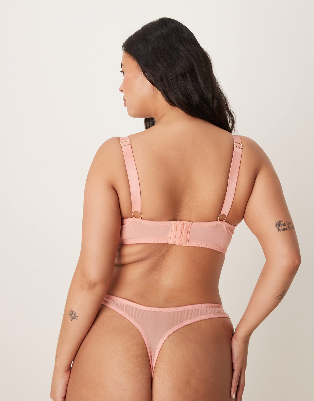 ASOS DESIGN Curve Giselle premium sparkle embroidery thong in coral