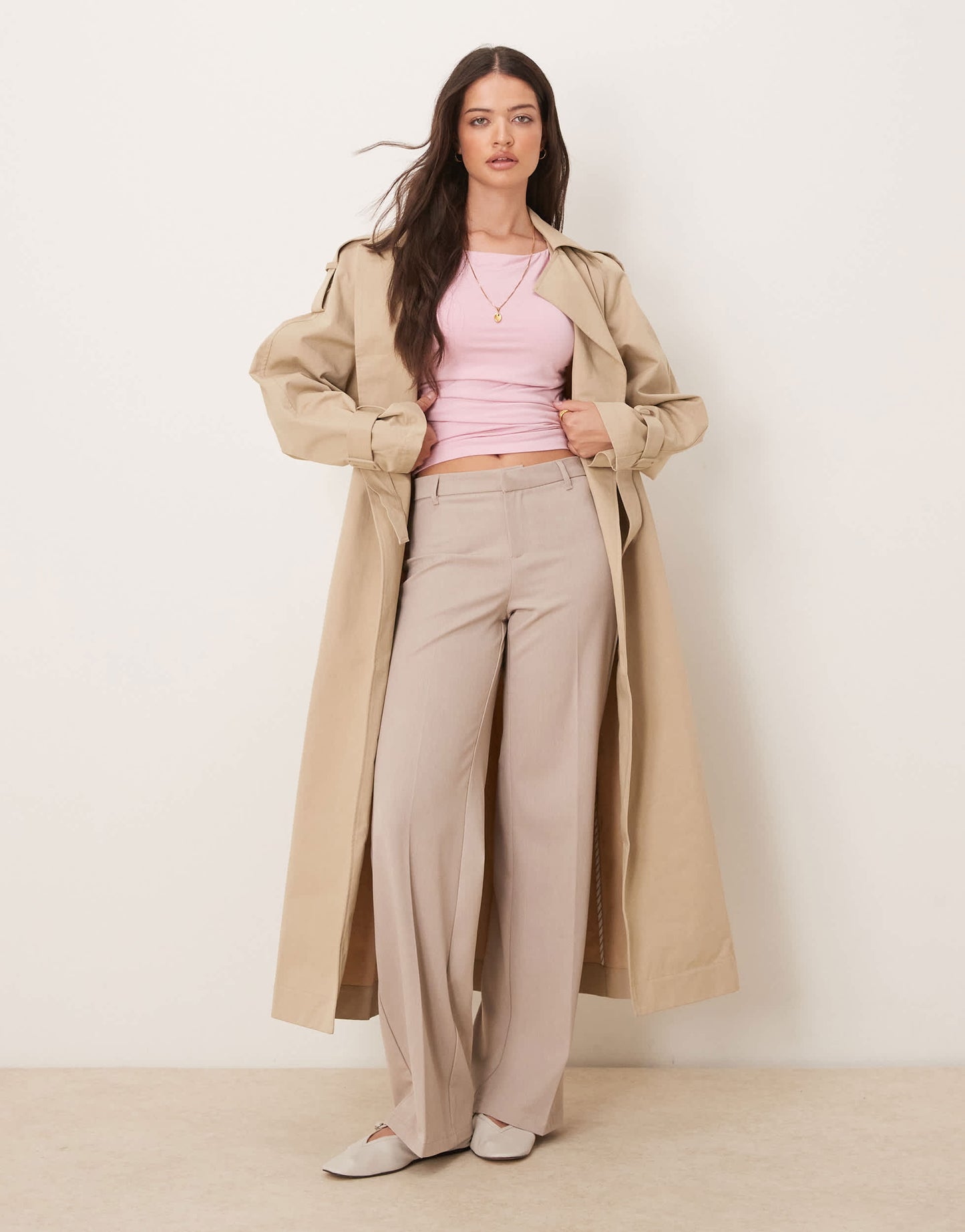 Gina Tricot Soft Touch jersey top with drape boat neck and ruched side detail in pink