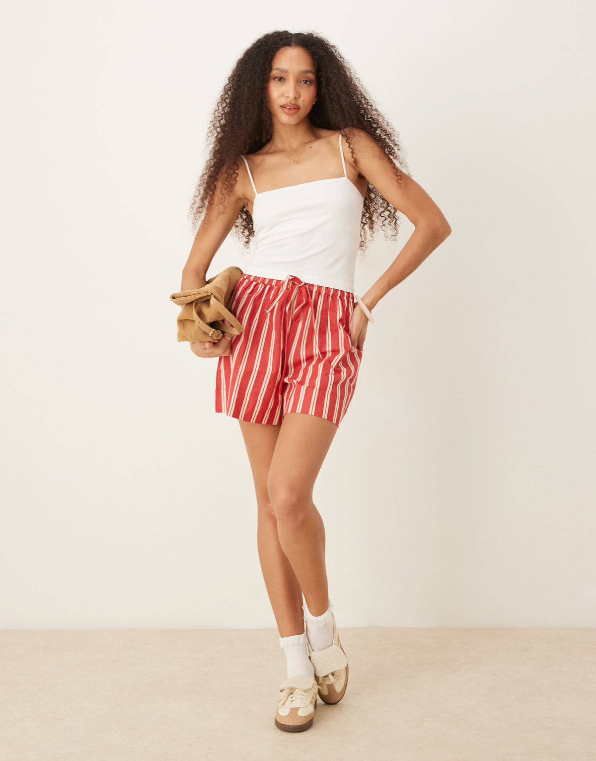Gina Tricot strappy singlet vest top in white