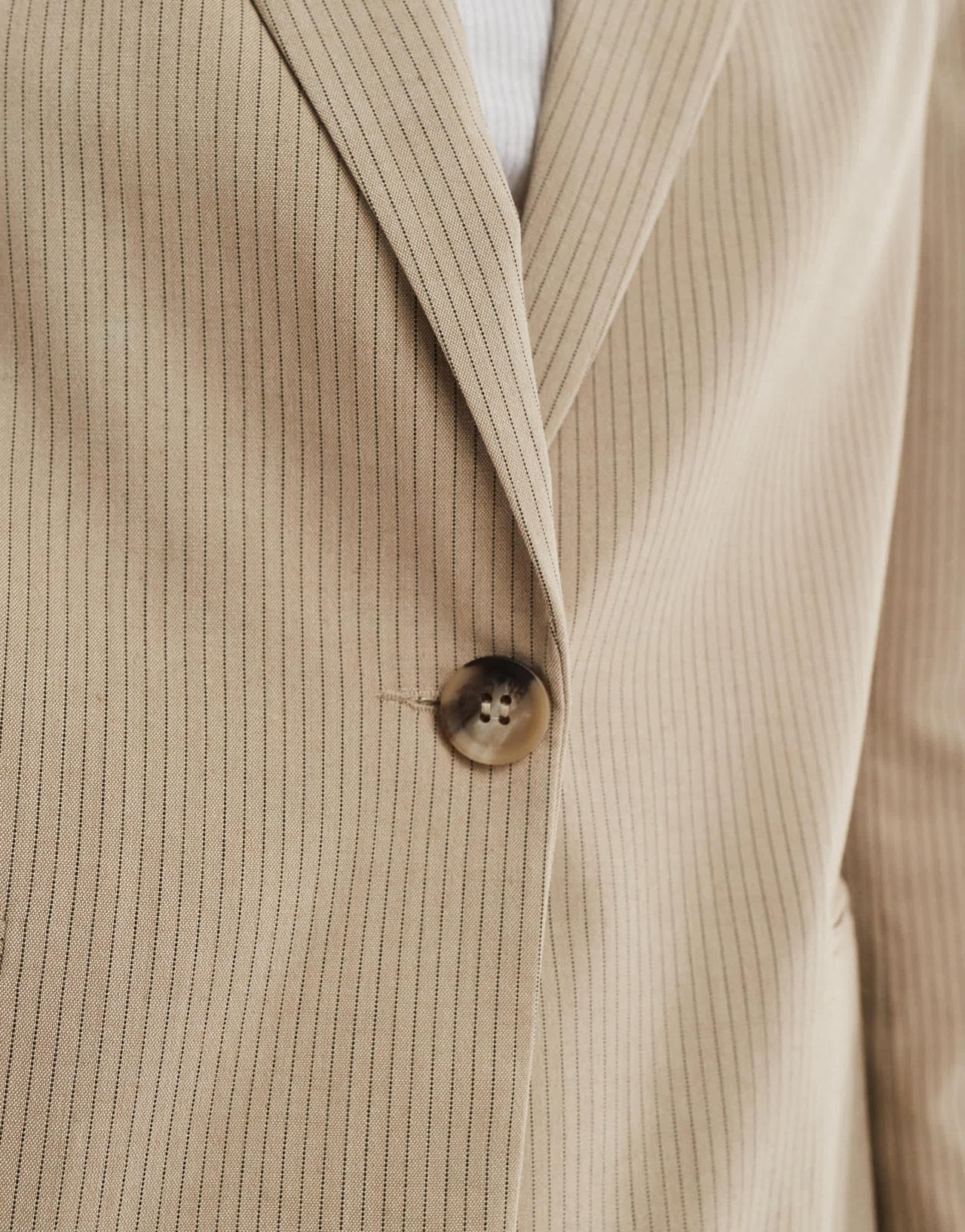 Pull&Bear oversized blazer with crossover back detail in sand pinstripe