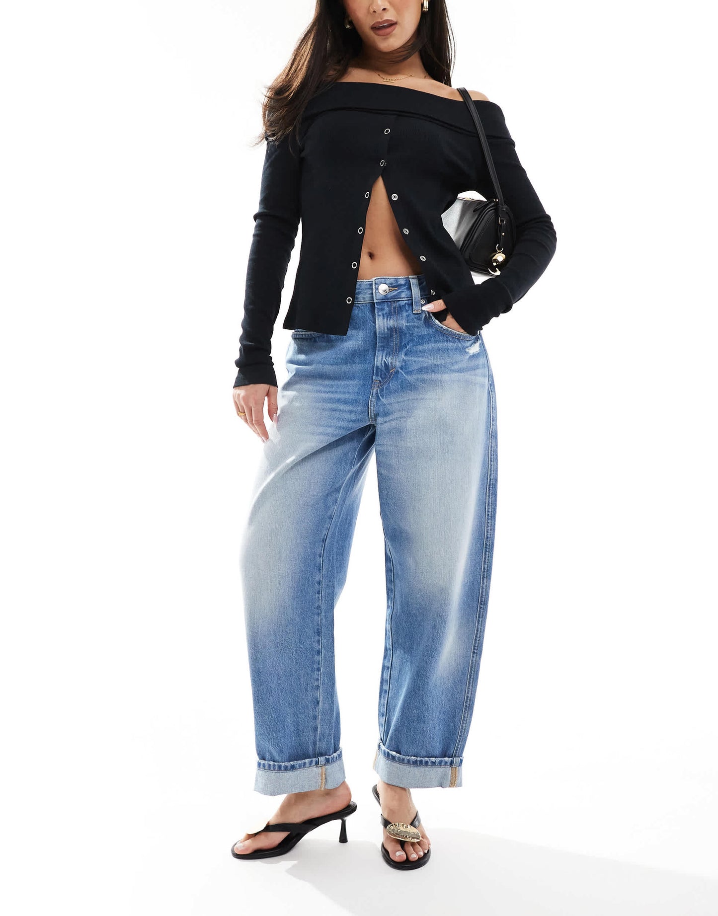 Pull&Bear balloon leg jean in washed blue