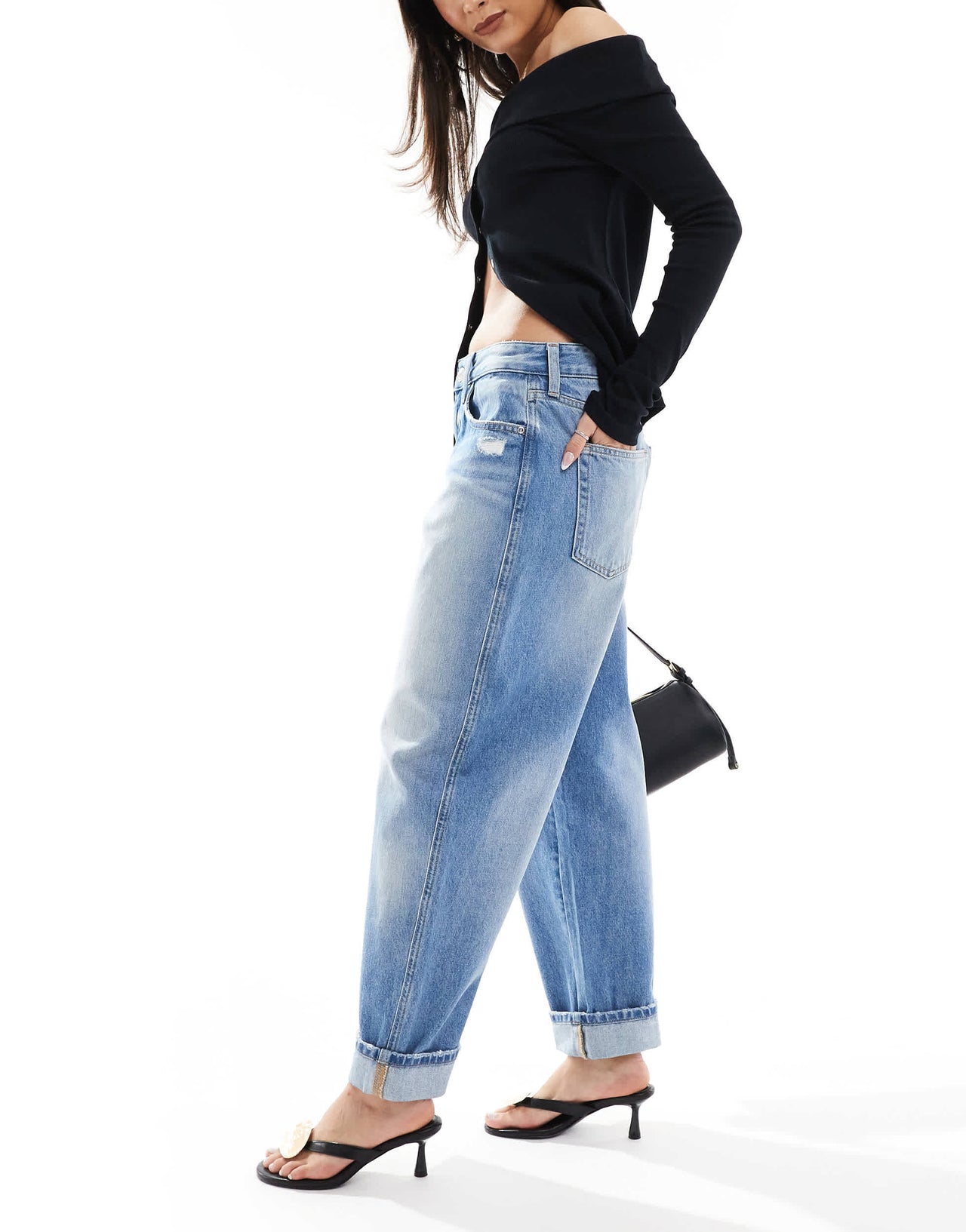 Pull&Bear balloon leg jean in washed blue