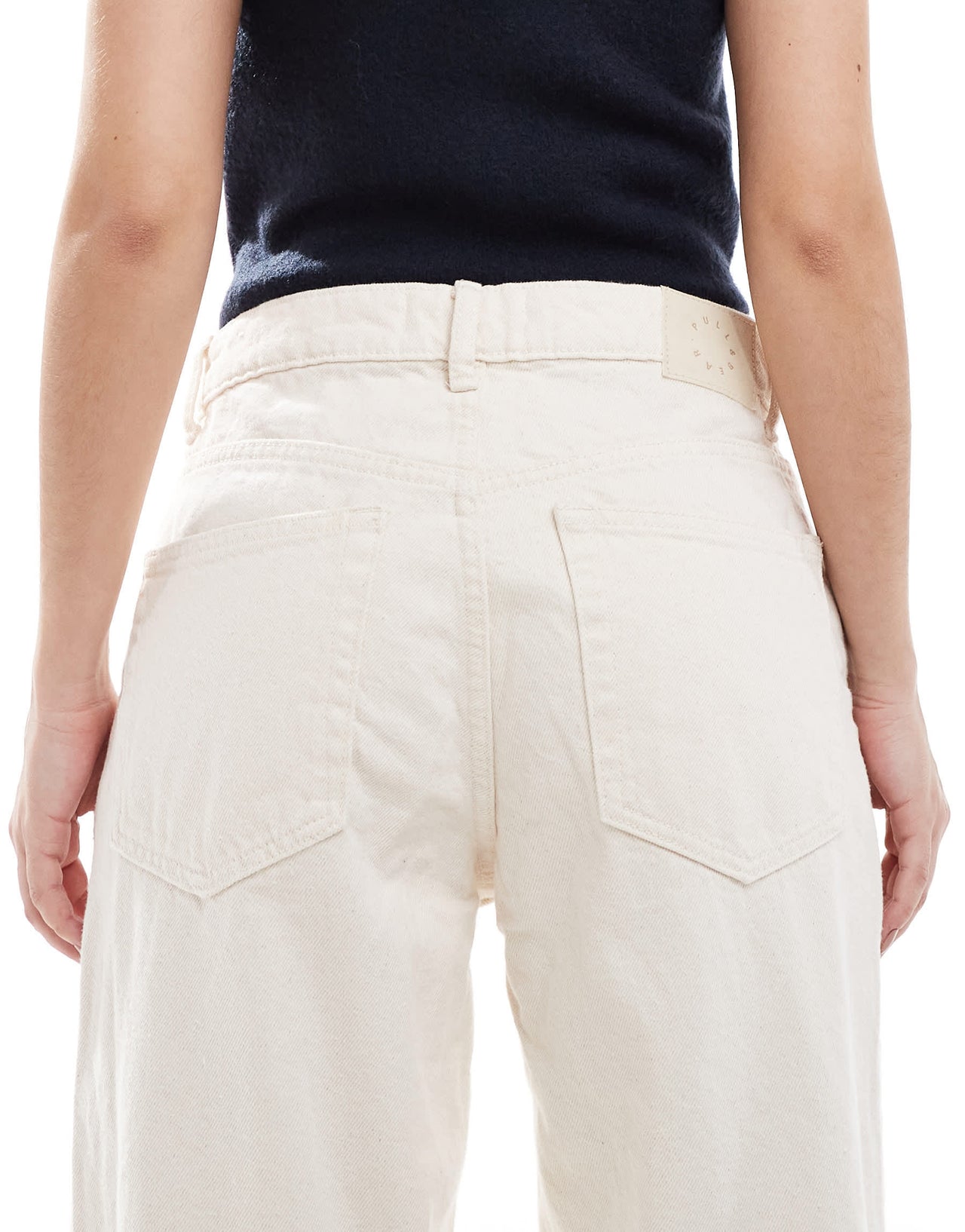 Pull&Bear high rise wide leg jean in ecru