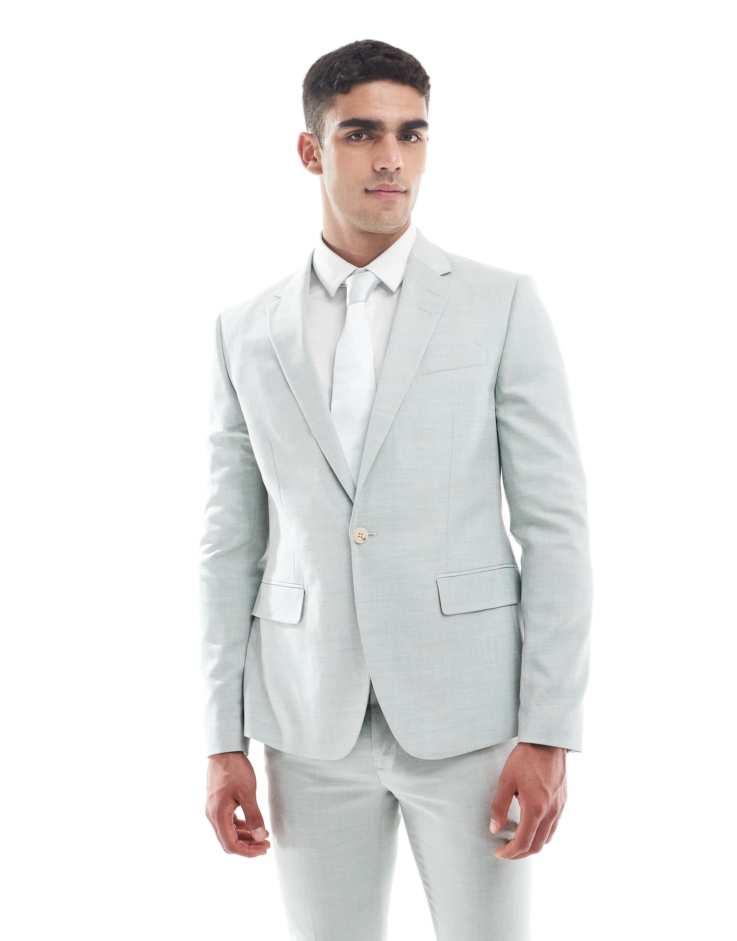 River Island skinny suit jacket in light green