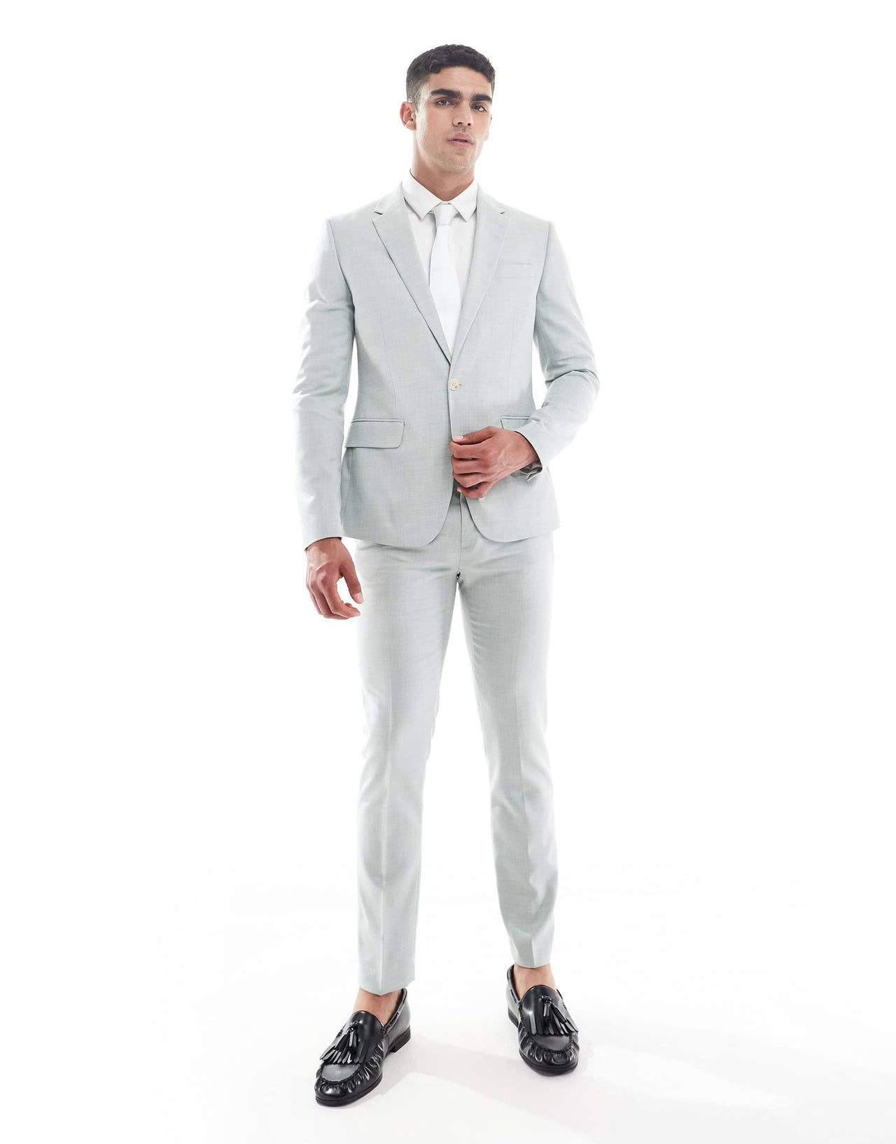 River Island skinny suit jacket in light green