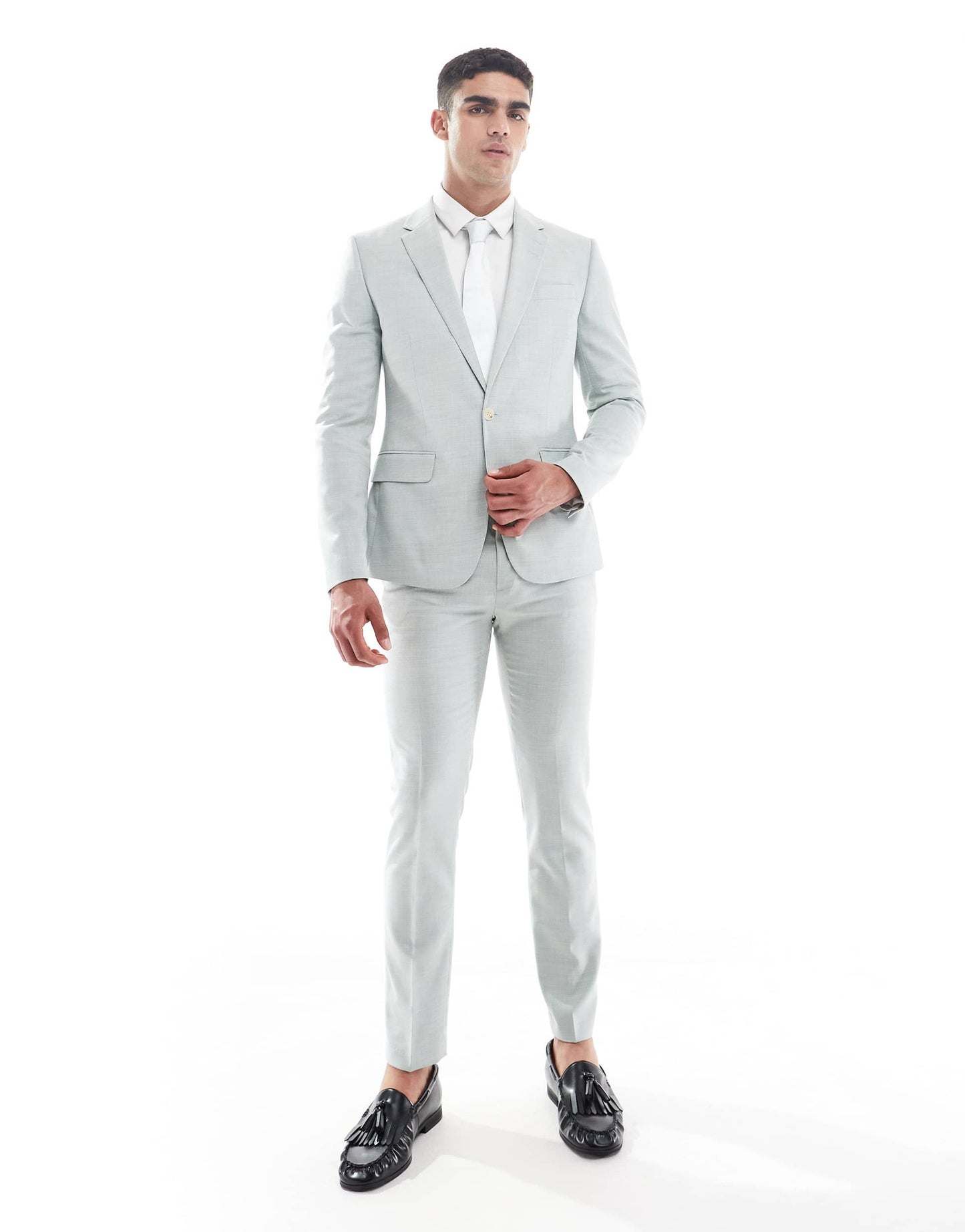River Island skinny suit jacket in light green