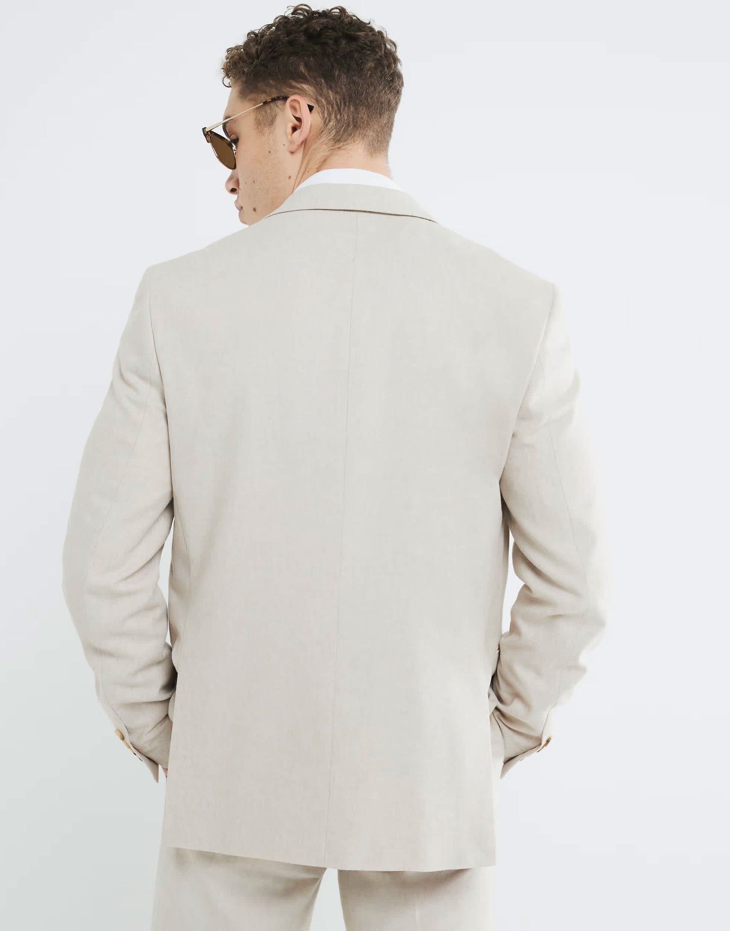 River Island slim linen suit jacket in cream