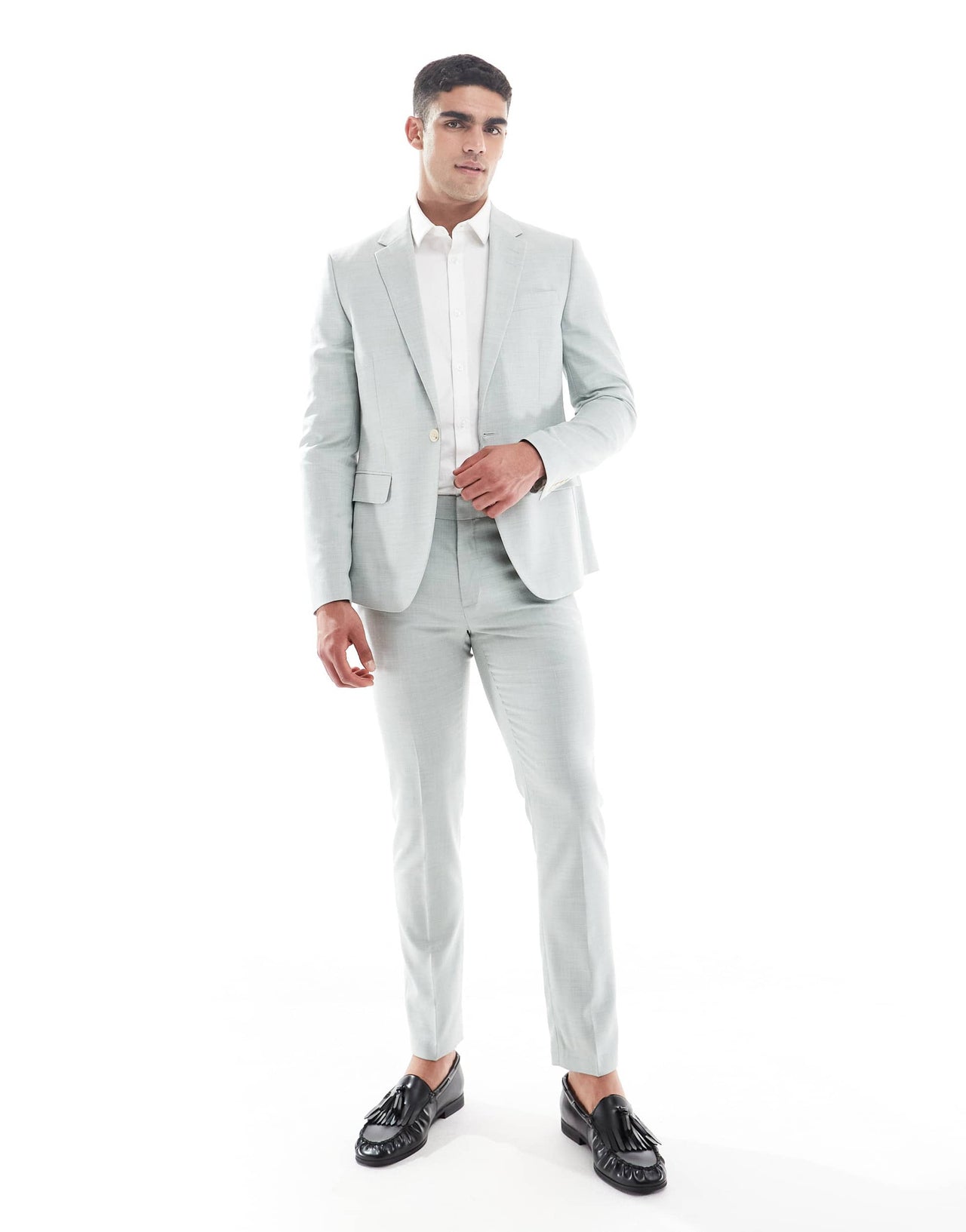 River Island skinny suit trousers in light green
