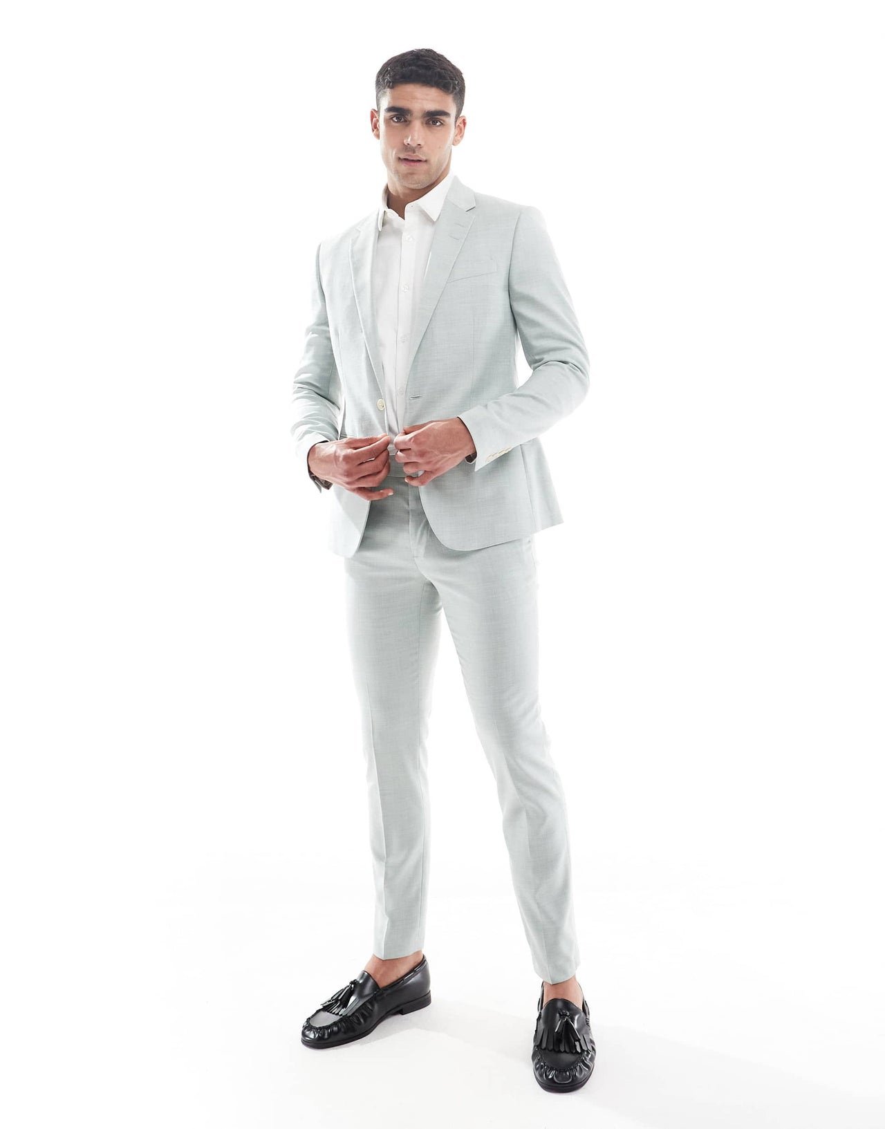 River Island skinny suit trousers in light green