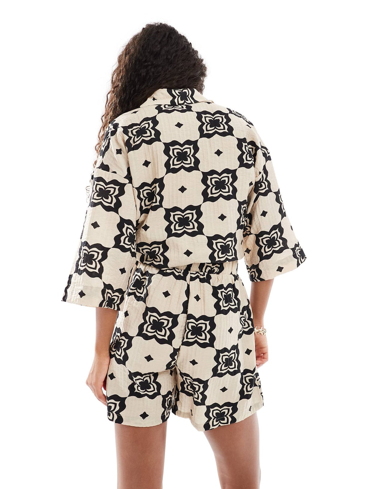 Object loose shorts co-ord in mono tile print