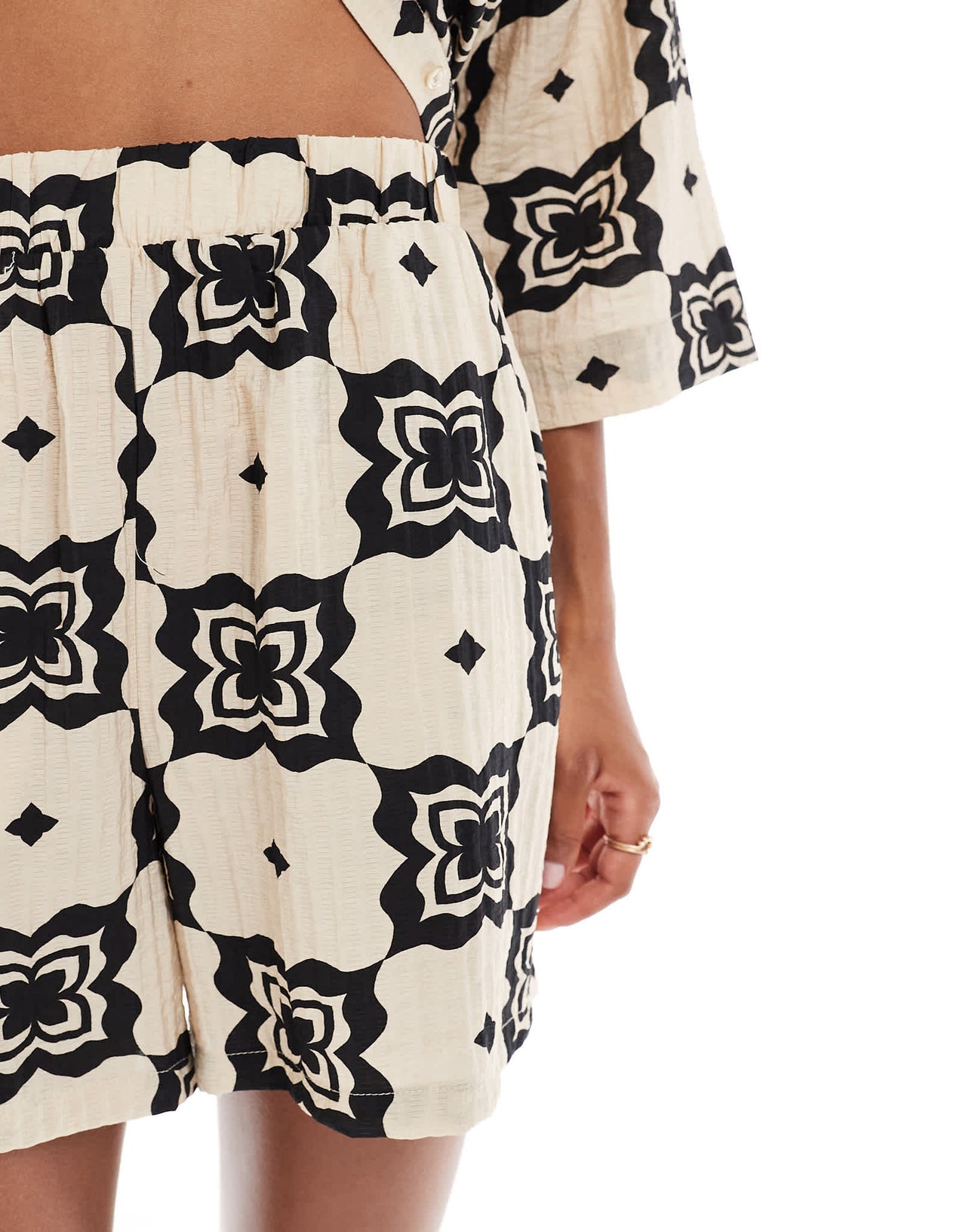 Object loose shorts co-ord in mono tile print