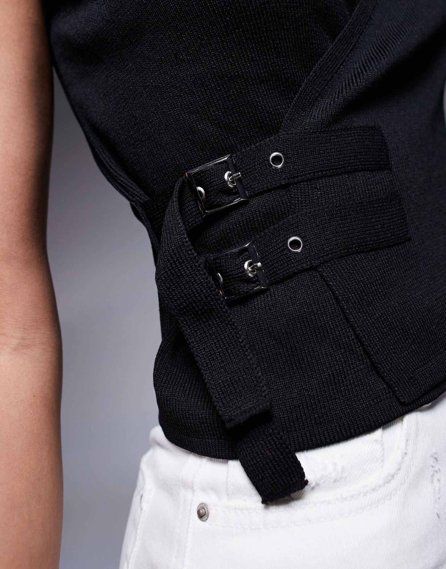 River Island buckle vest in black