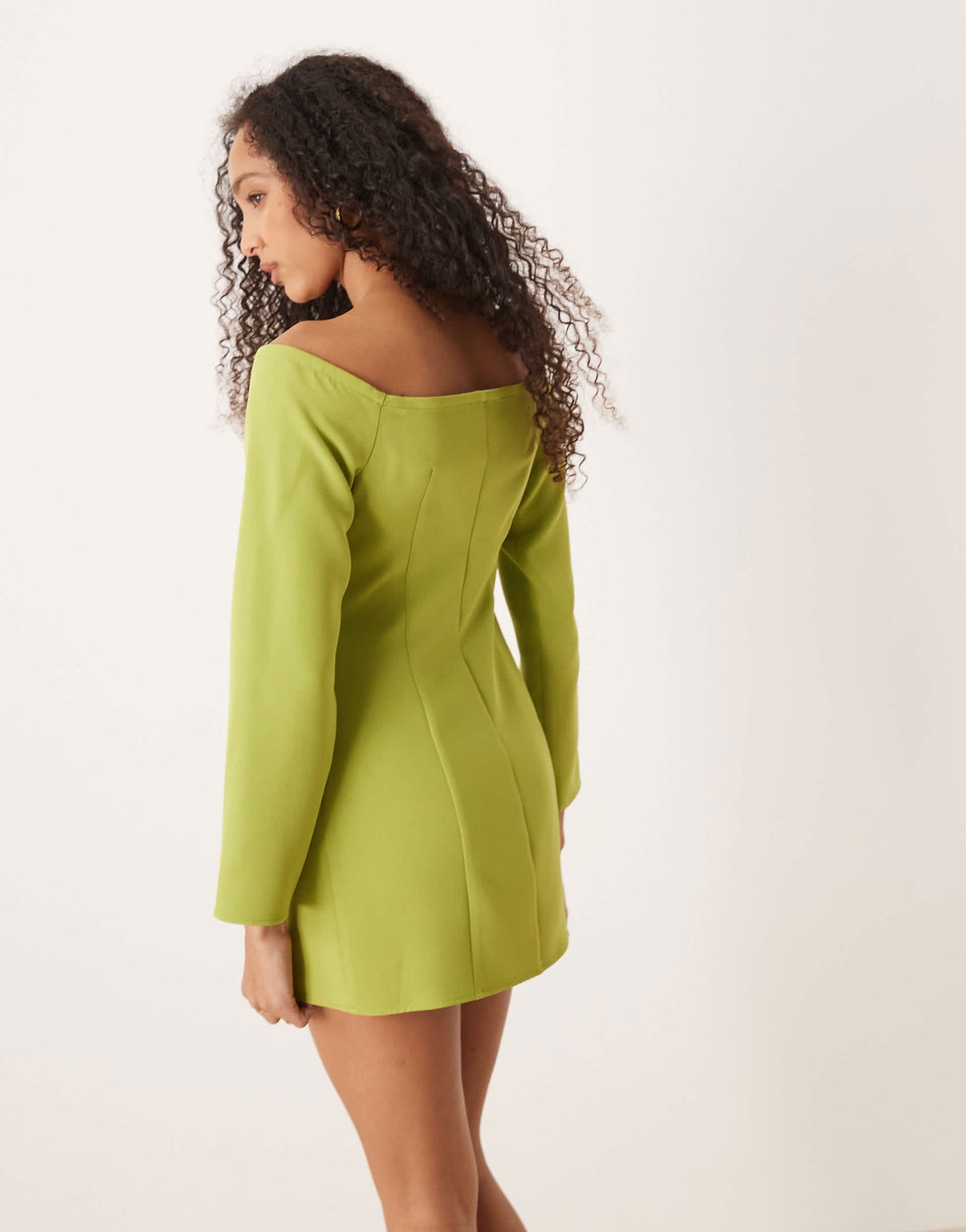ASOS DESIGN bardot button through mini dress in green