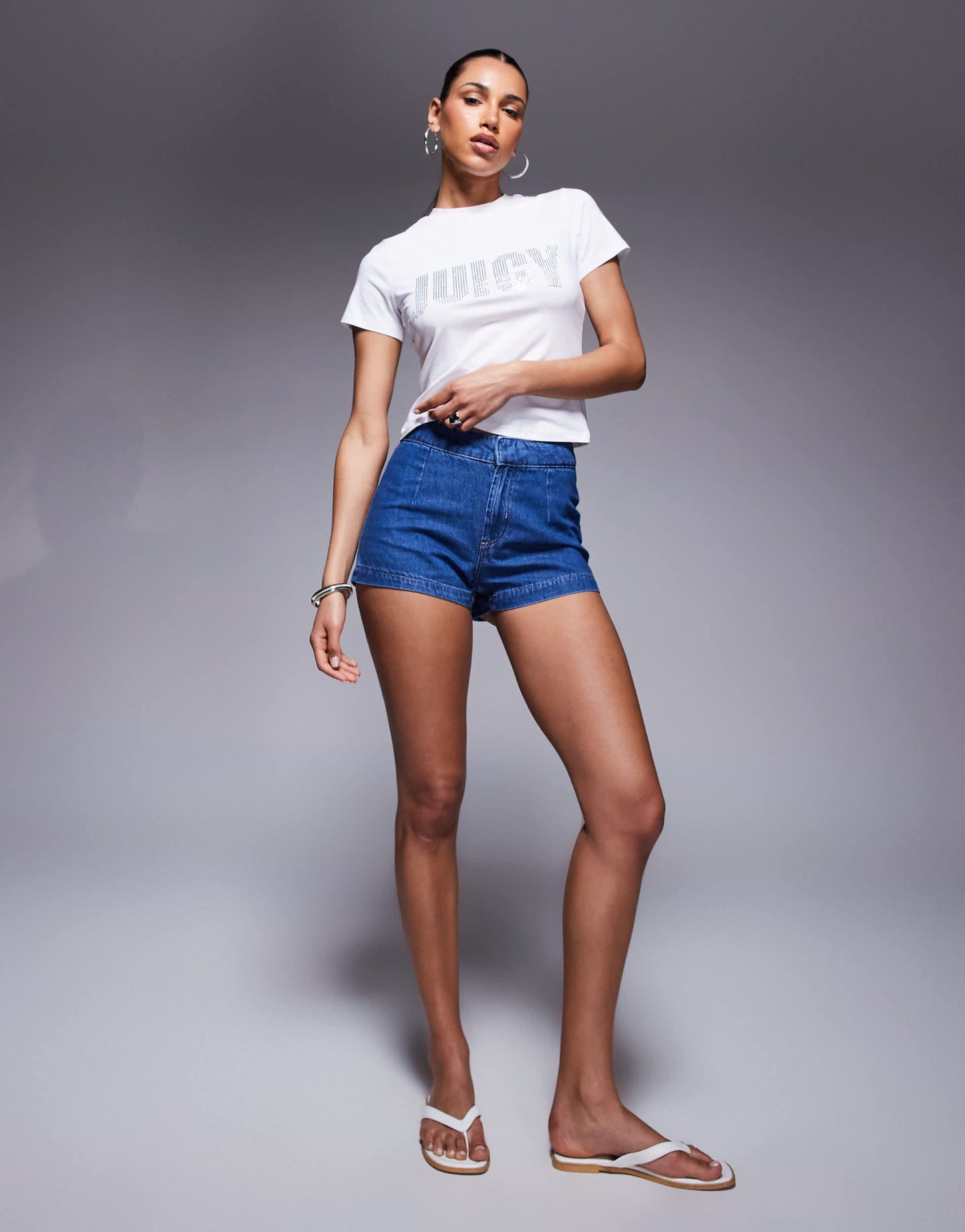 River Island tailored micro-short in midwash blue