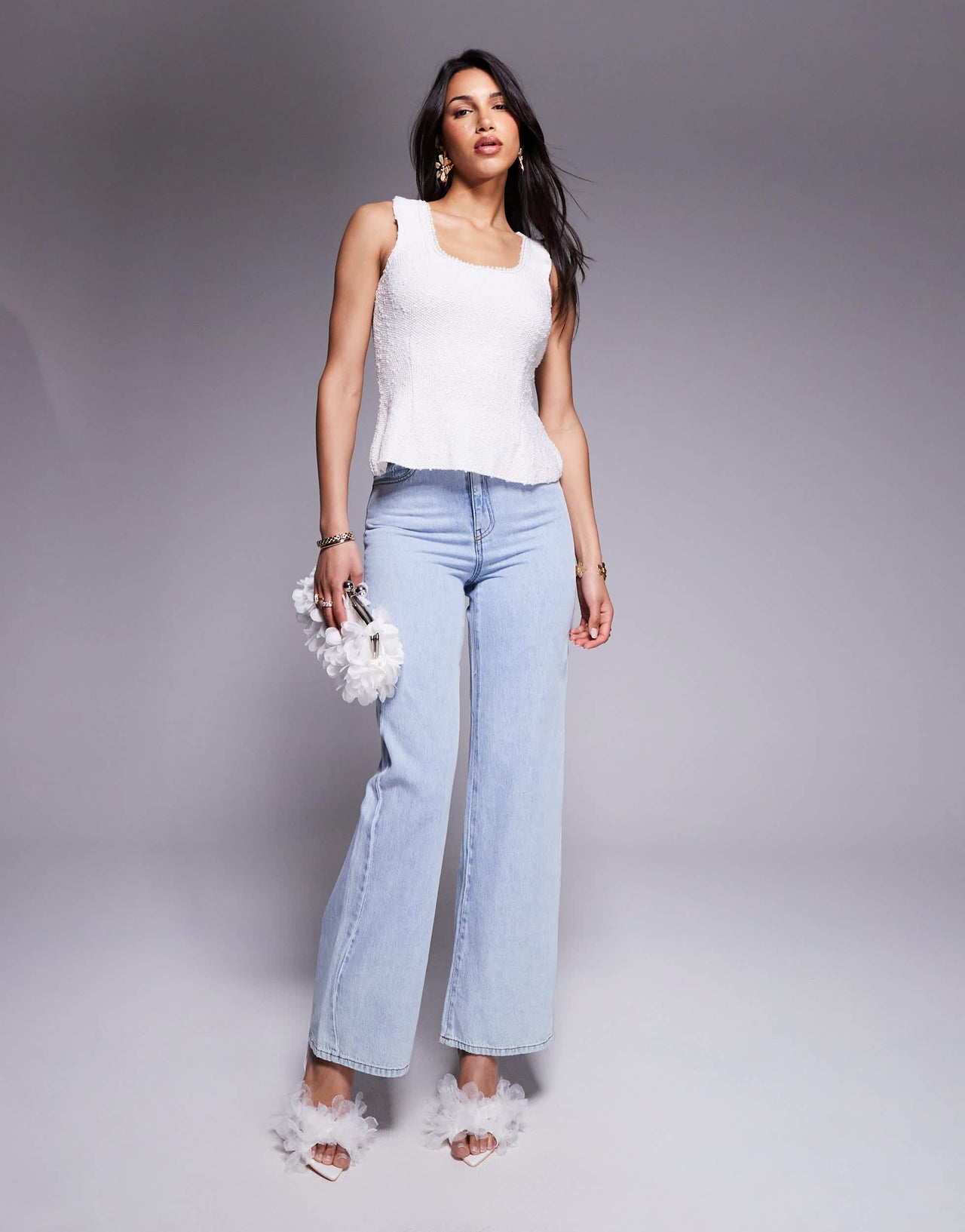 River Island boucle vest in white