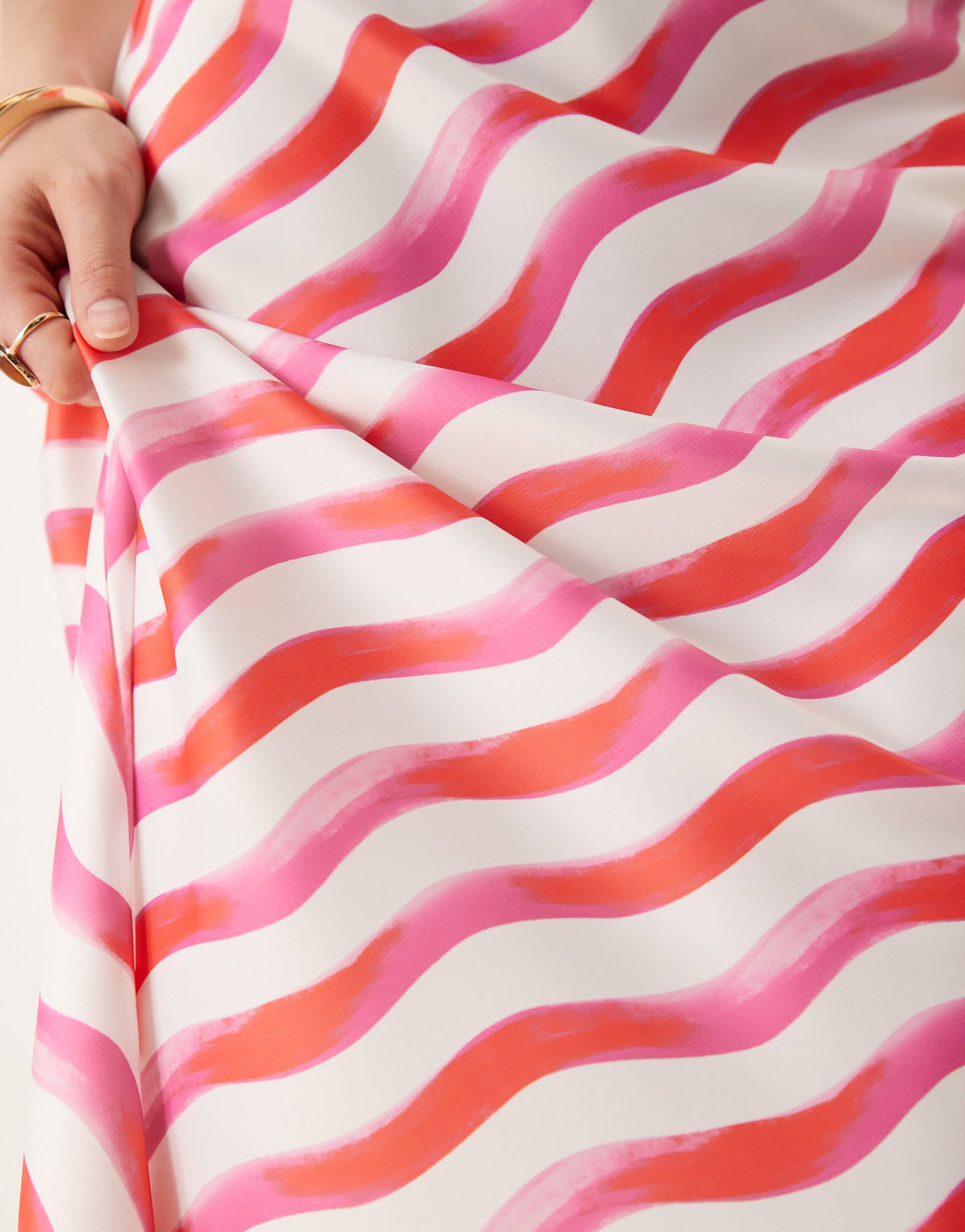 YAS diagonal stripe midi skirt in pink and white