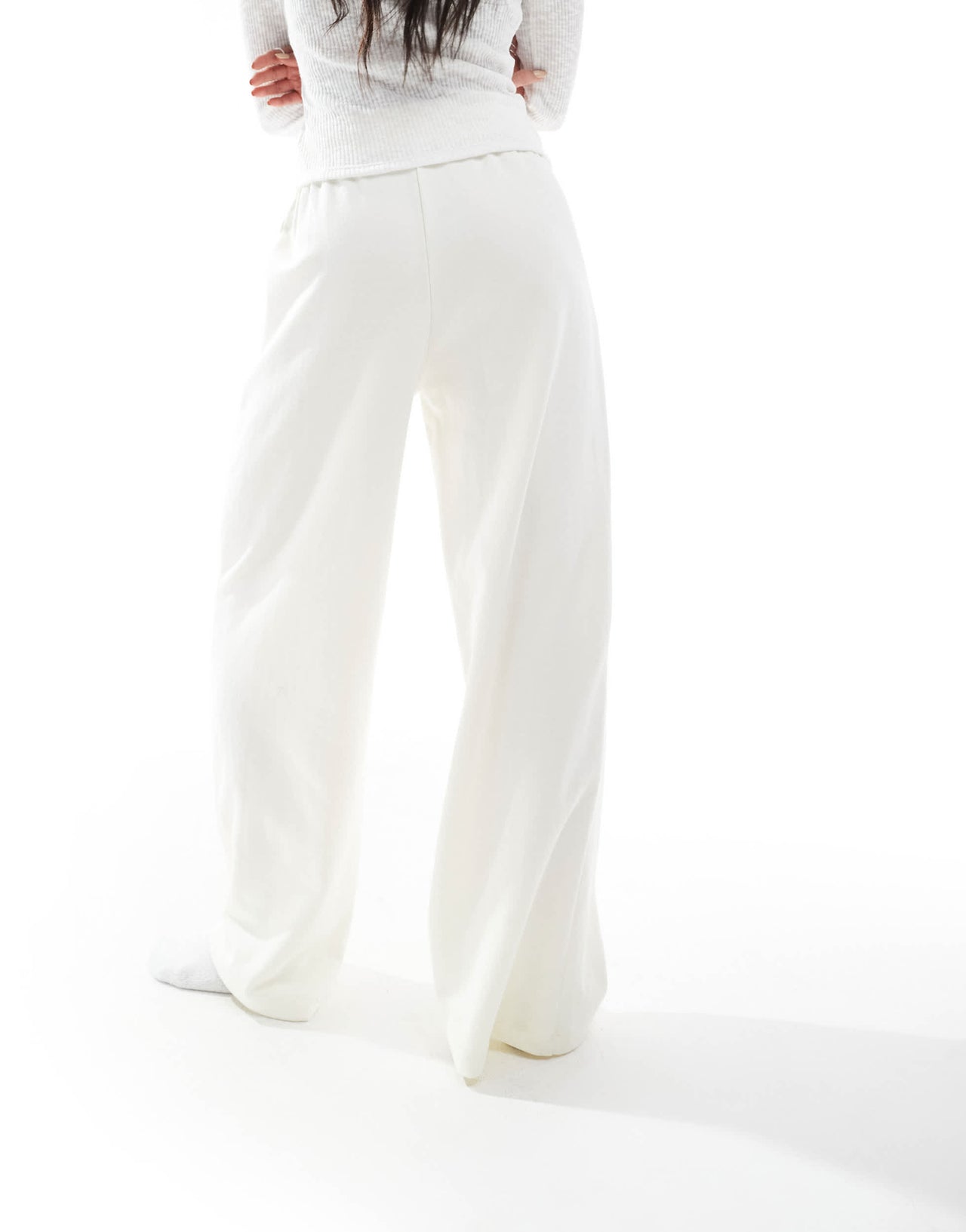Bershka wide leg joggers in ecru
