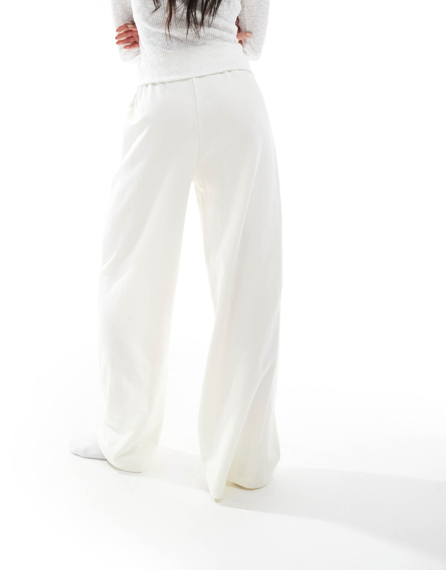 Bershka wide leg joggers in ecru