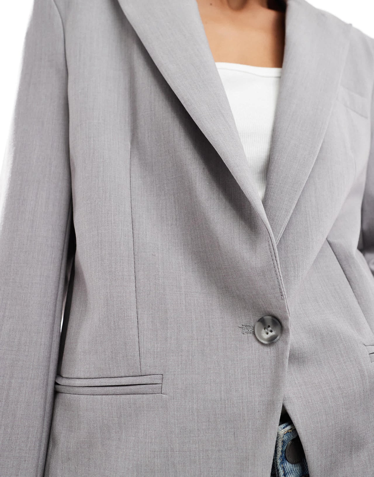 Bershka mansy oversized blazer in light grey