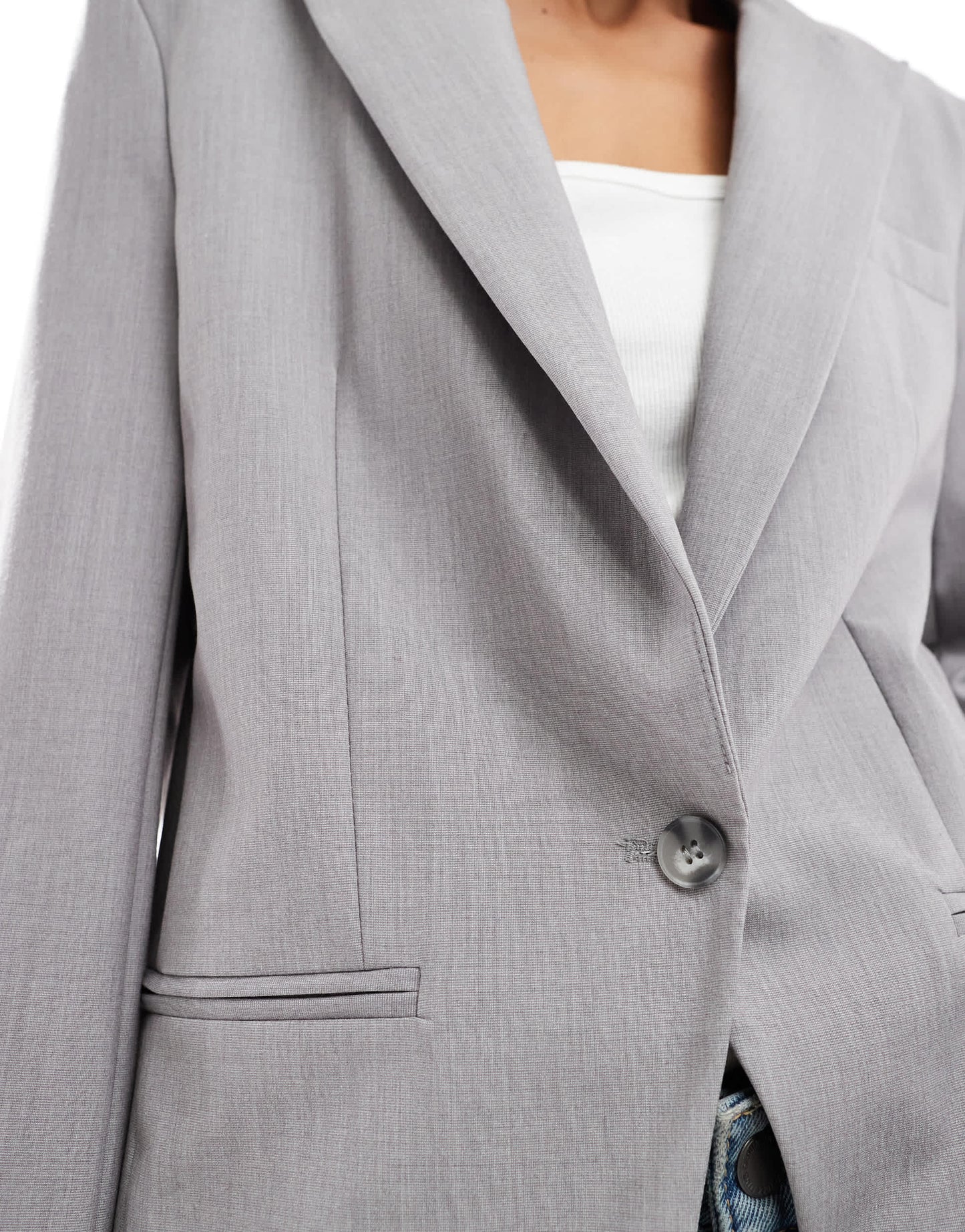 Bershka mansy oversized blazer in light grey