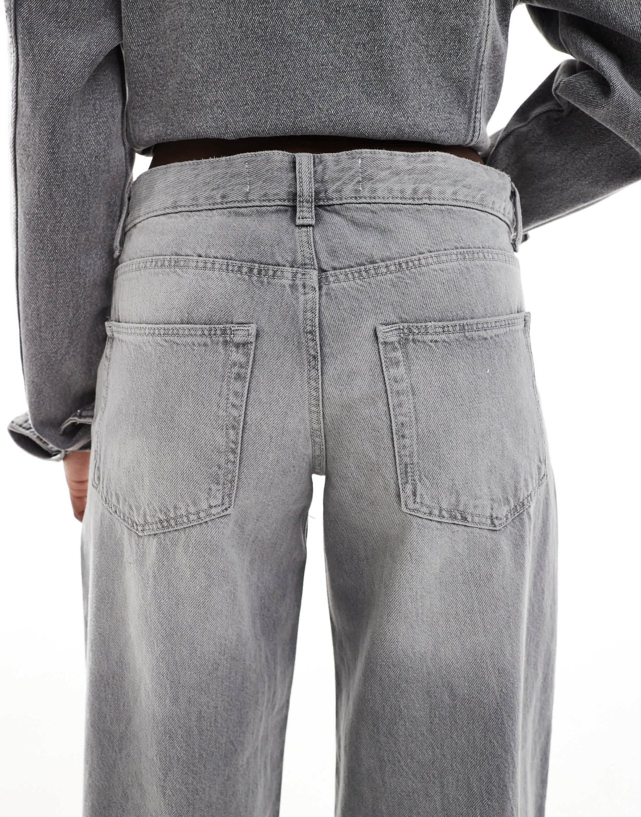 Bershka baggy wide leg jeans in washed grey