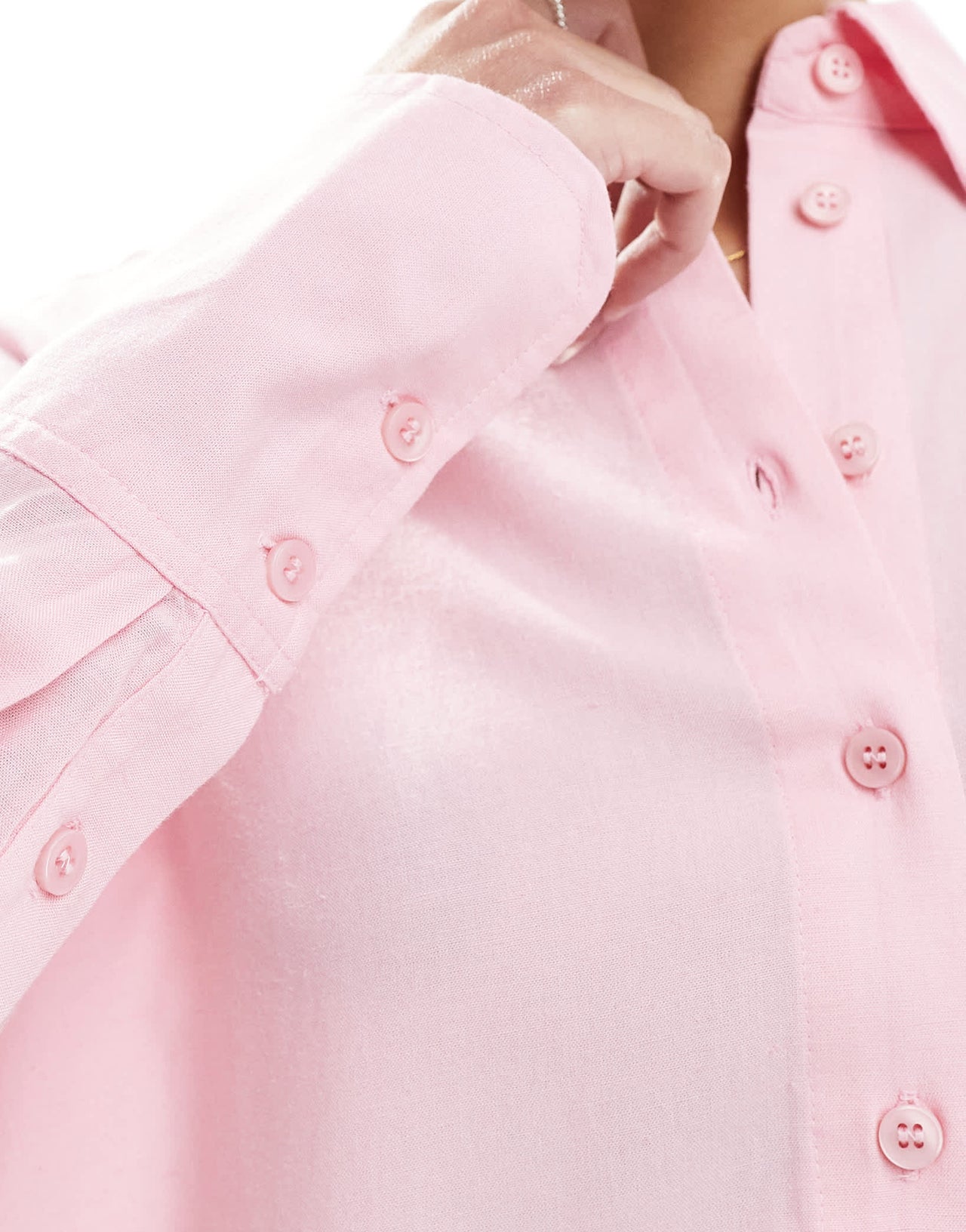 Bershka oversized linen shirt in pink