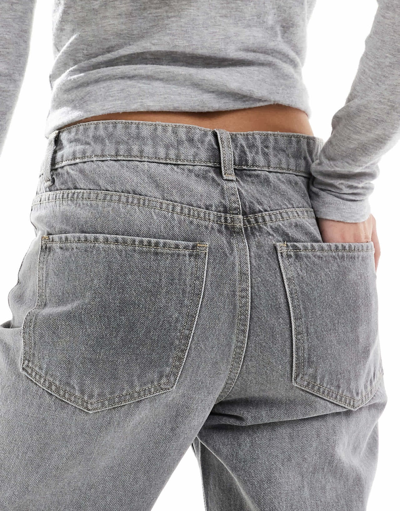 Bershka straight wide leg jeans in dark grey