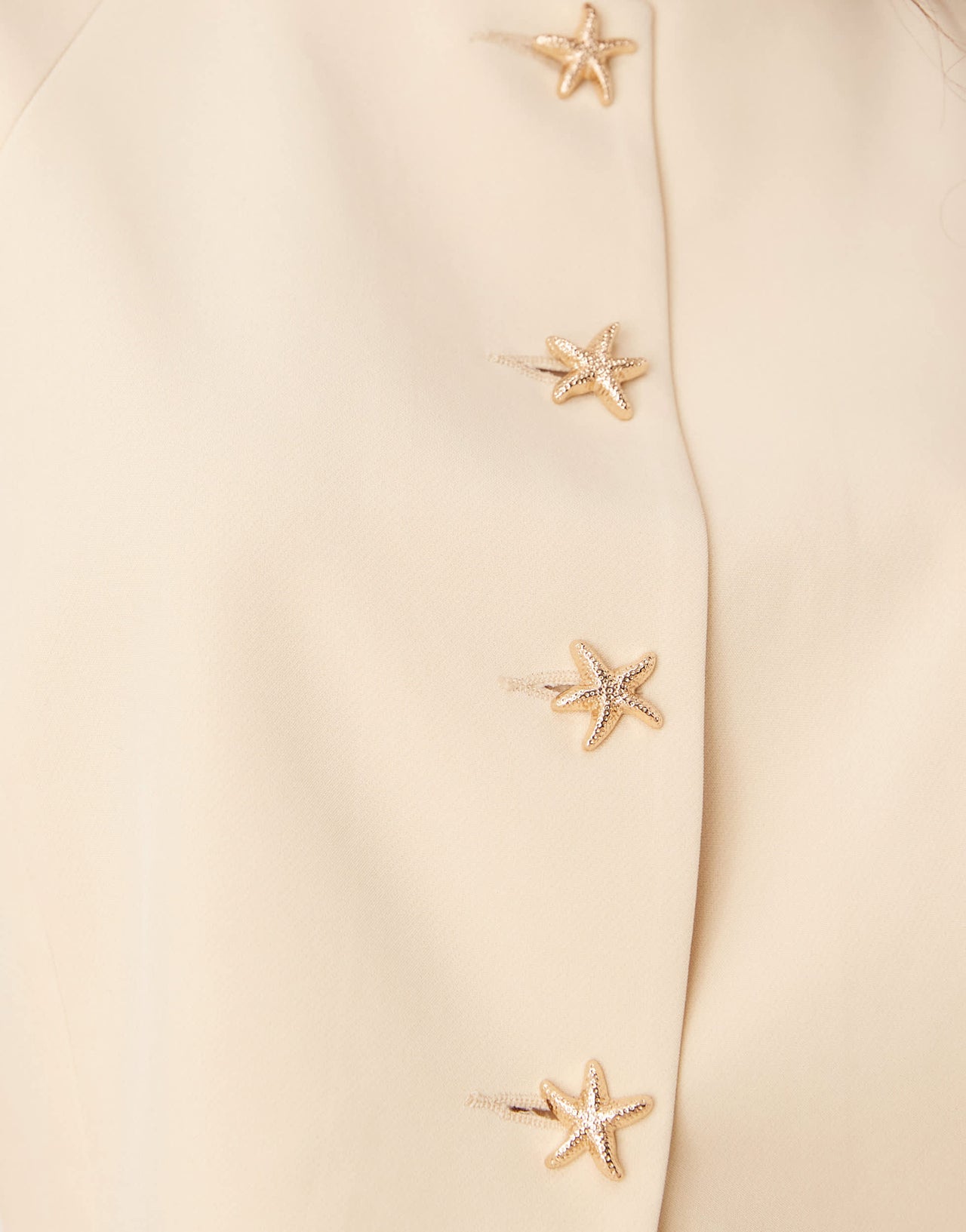 ASOS DESIGN high neck cocoon sleeve blazer with gold starfish buttons in buttermilk