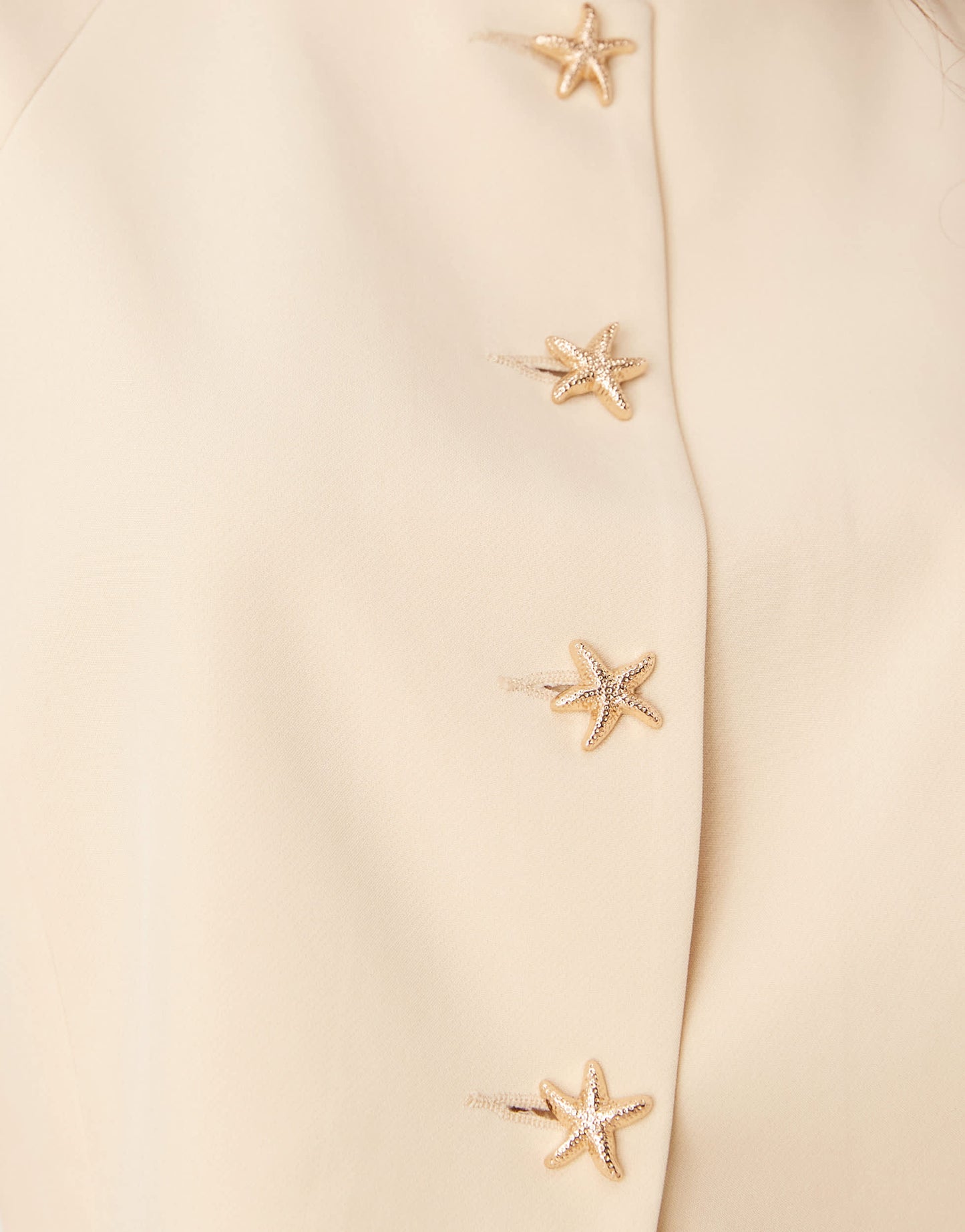 ASOS DESIGN high neck cocoon sleeve blazer with gold starfish buttons in buttermilk