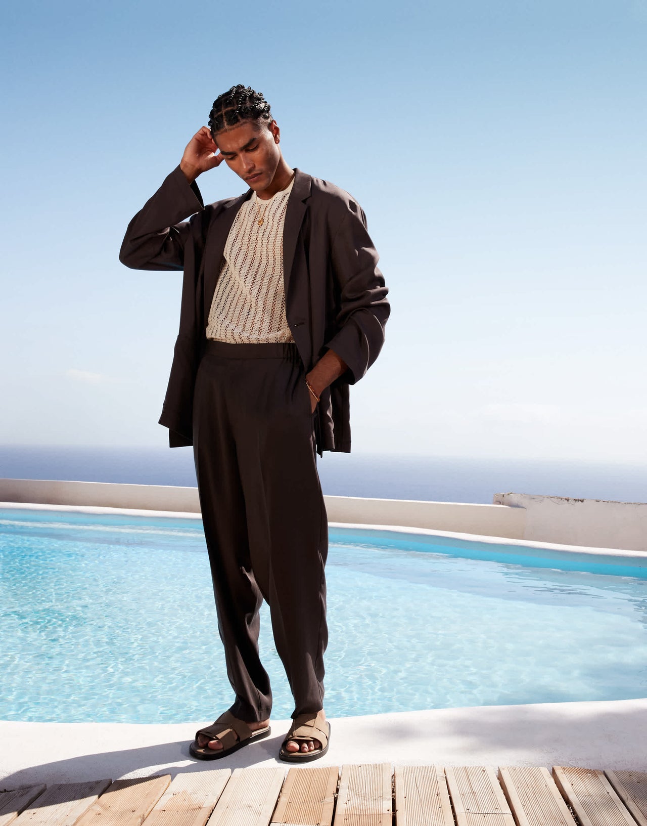 ASOS DESIGN oversized tapered lightweight suit trousers in grey