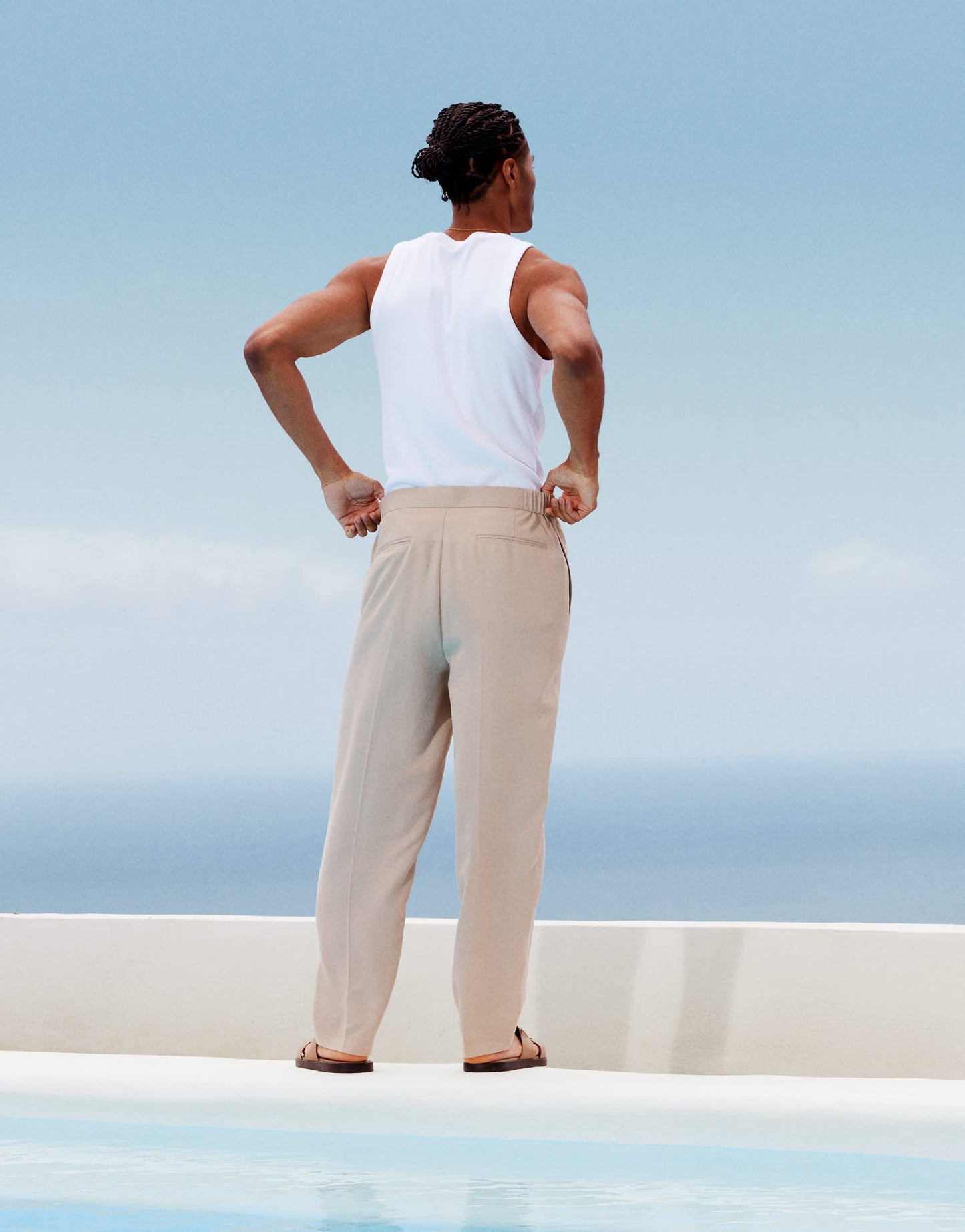 ASOS DESIGN oversized tapered lightweight suit trousers in stone