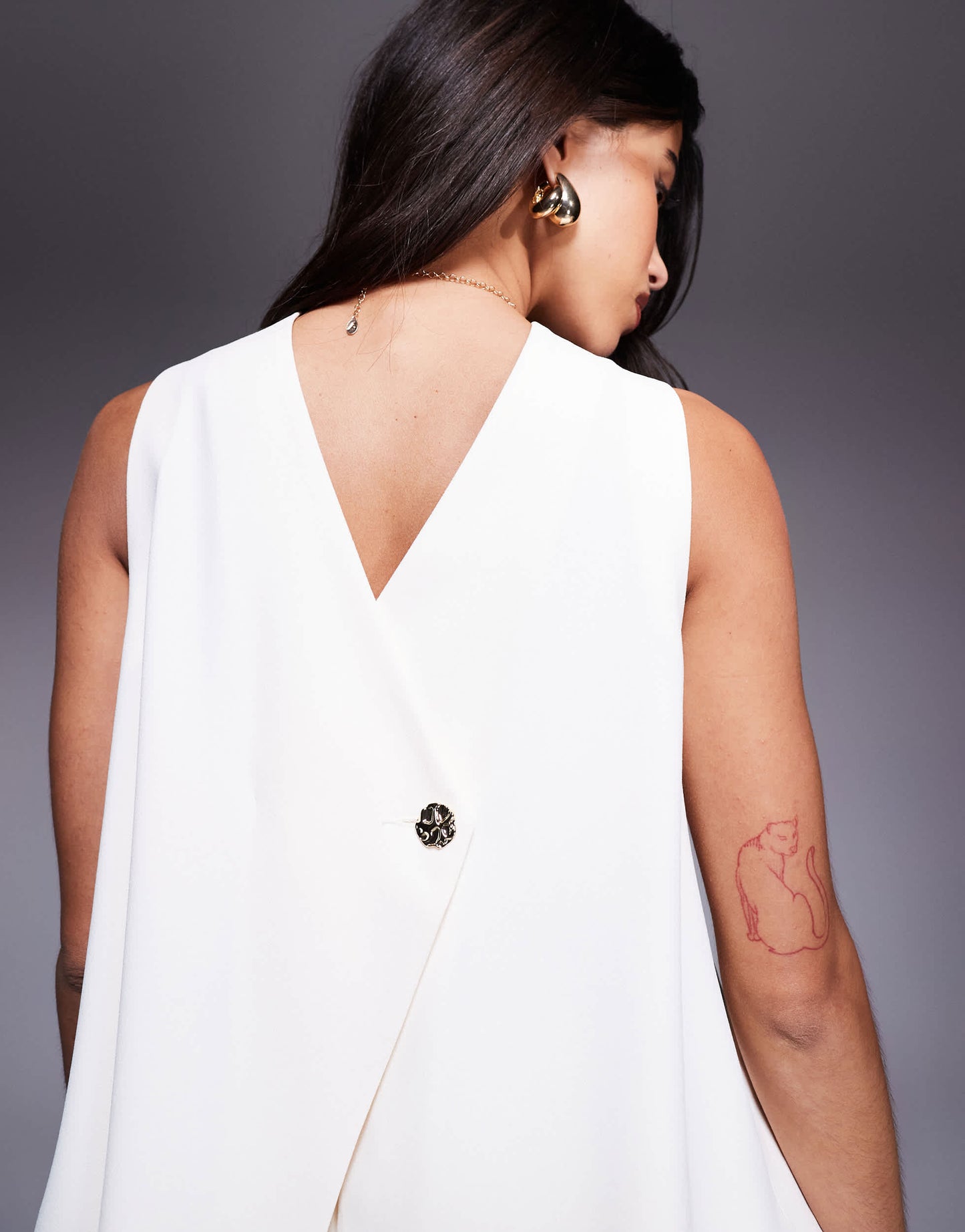 ASOS DESIGN tailored high neck button back swing top co-ord in buttermilk