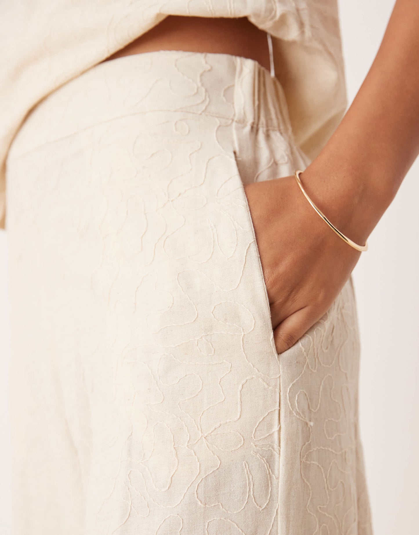 ASOS DEISIGN embroidery detail co-ord trouser in cream