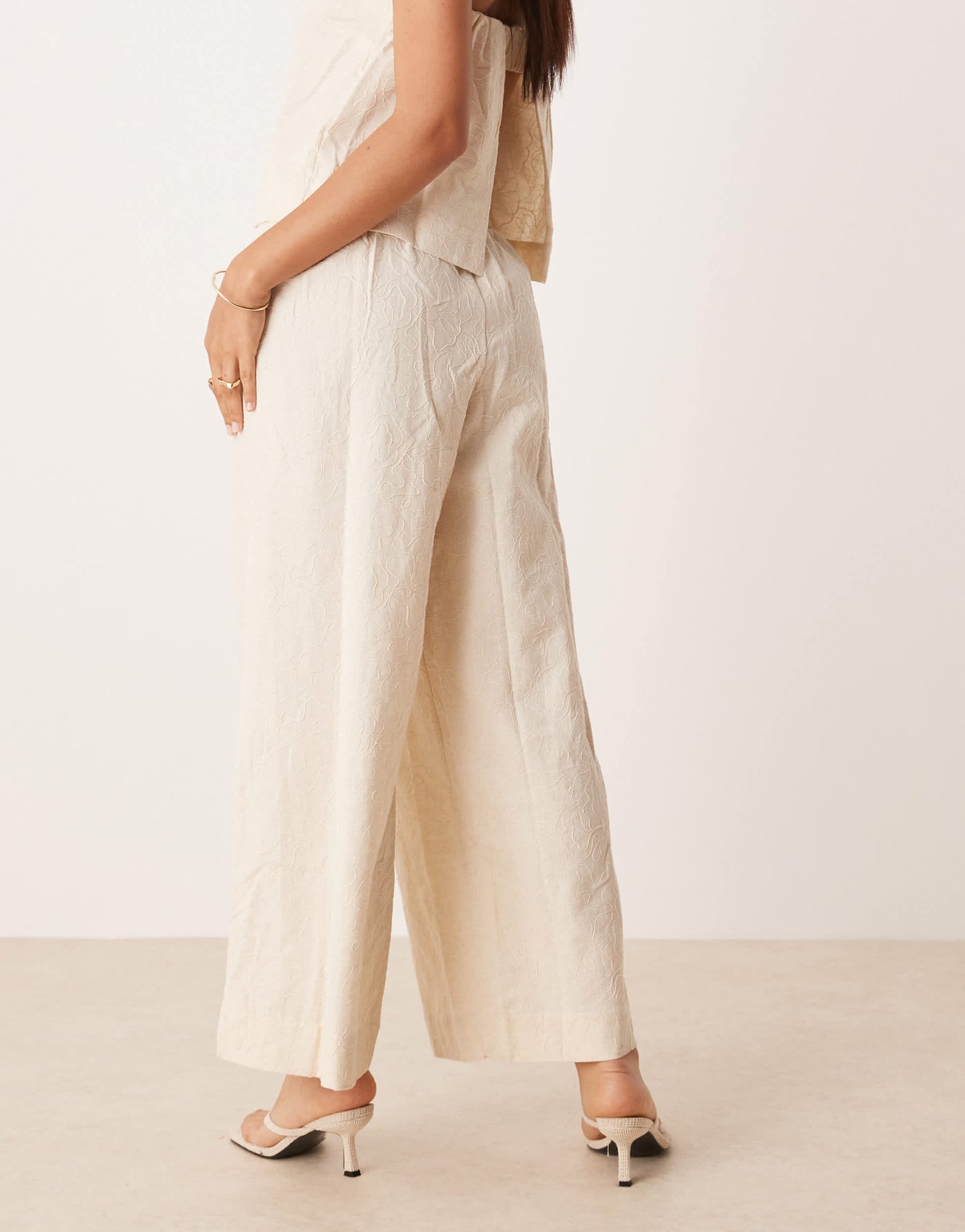 ASOS DEISIGN embroidery detail co-ord trouser in cream