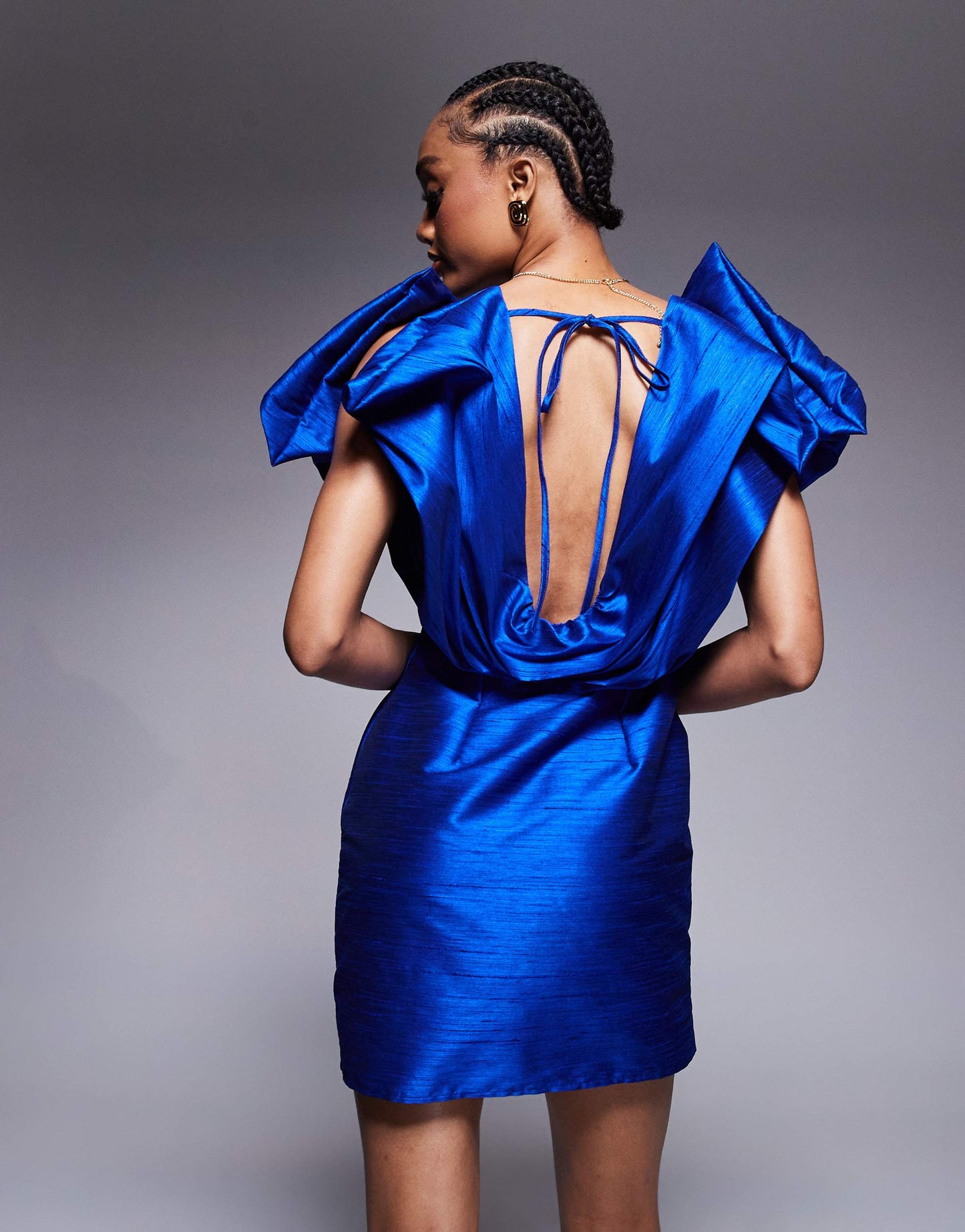 ASOS DESIGN Tall structured plunge mini dress in cobalt blue