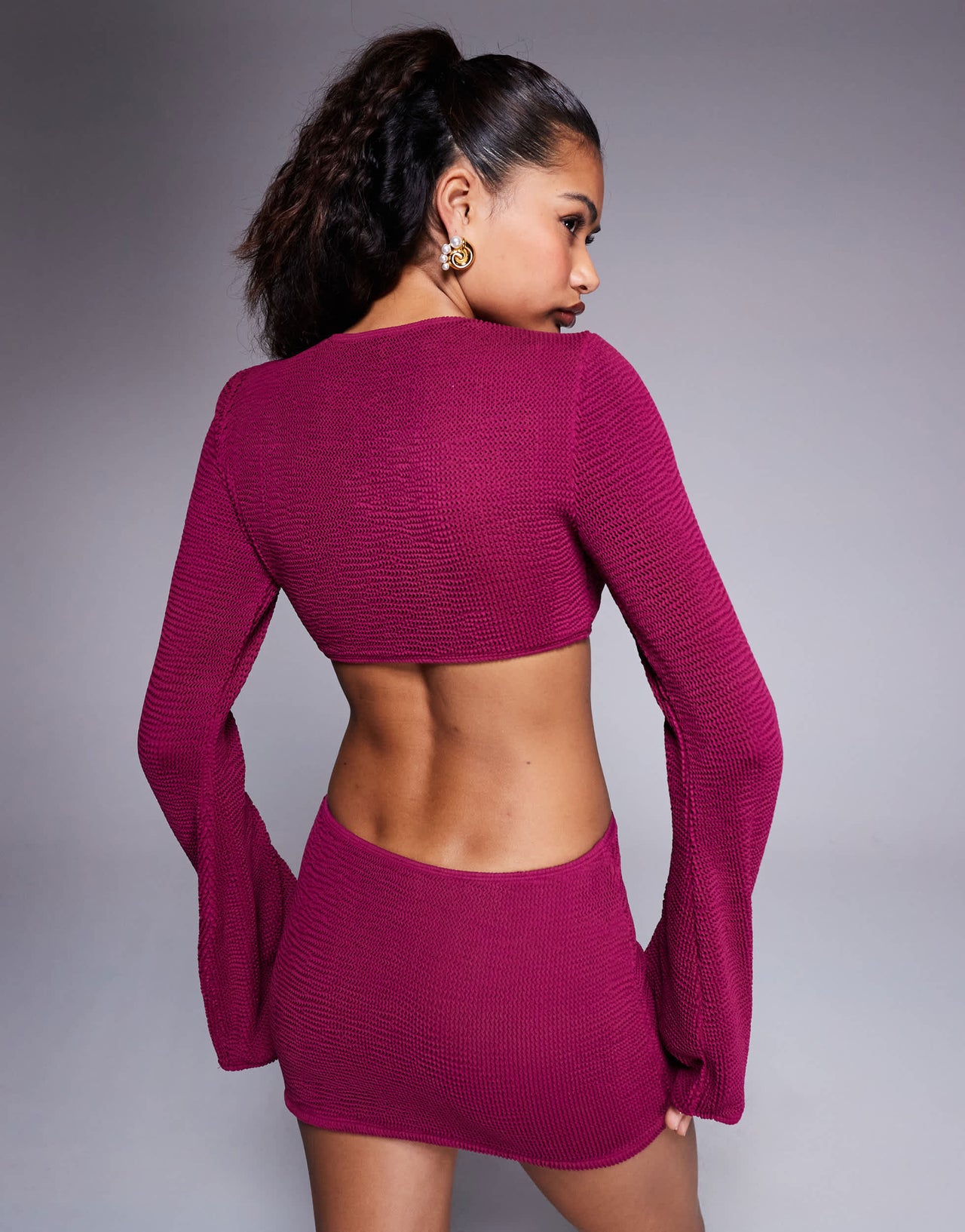 Moda Minx textured cut out mini dress in berry