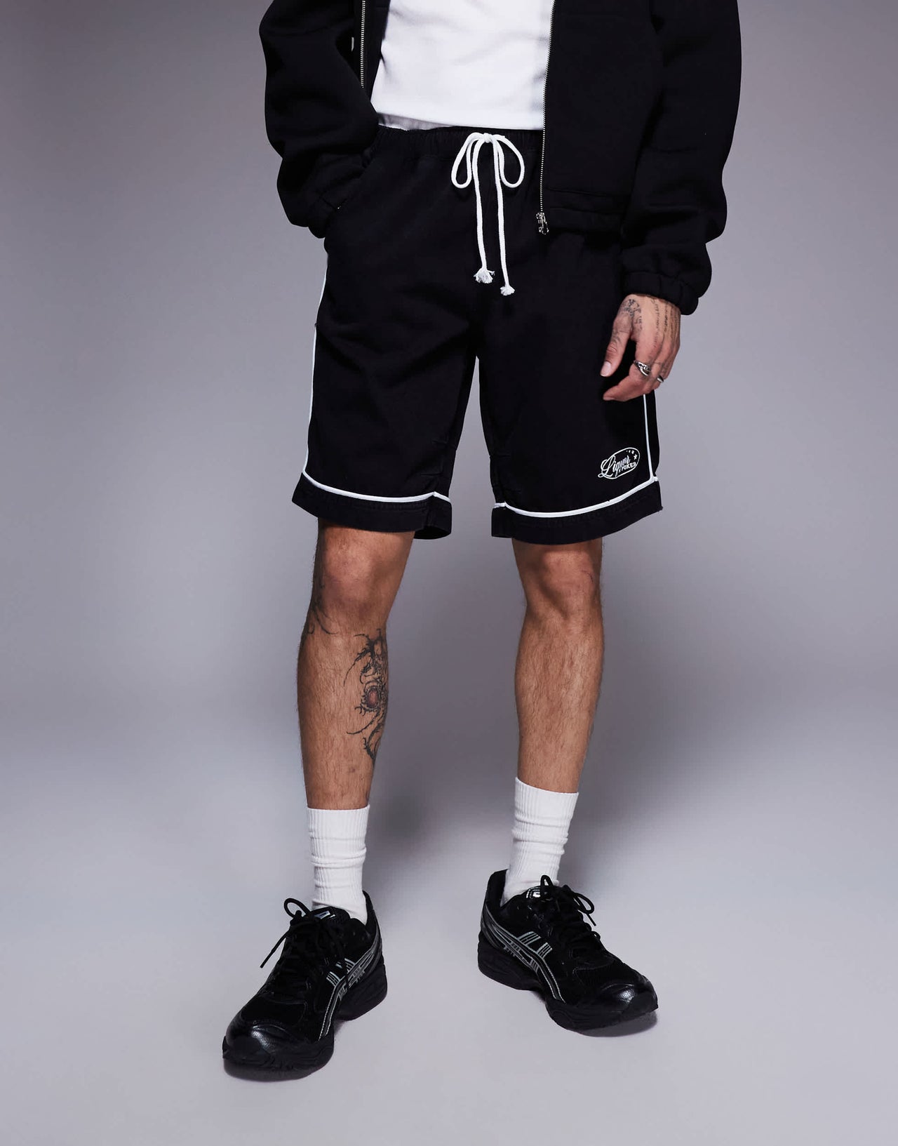Liquor N Poker varsity shorts in black