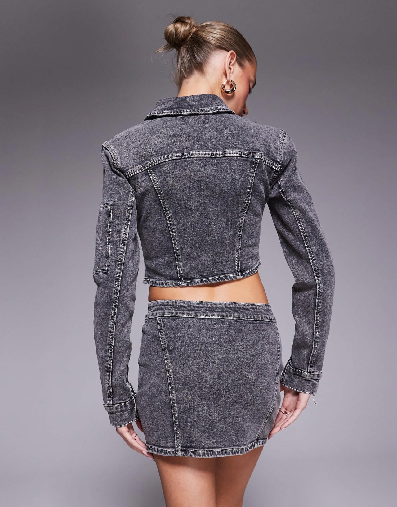 Liquor N Poker denim contrast stitch mini skirt in dark denim
