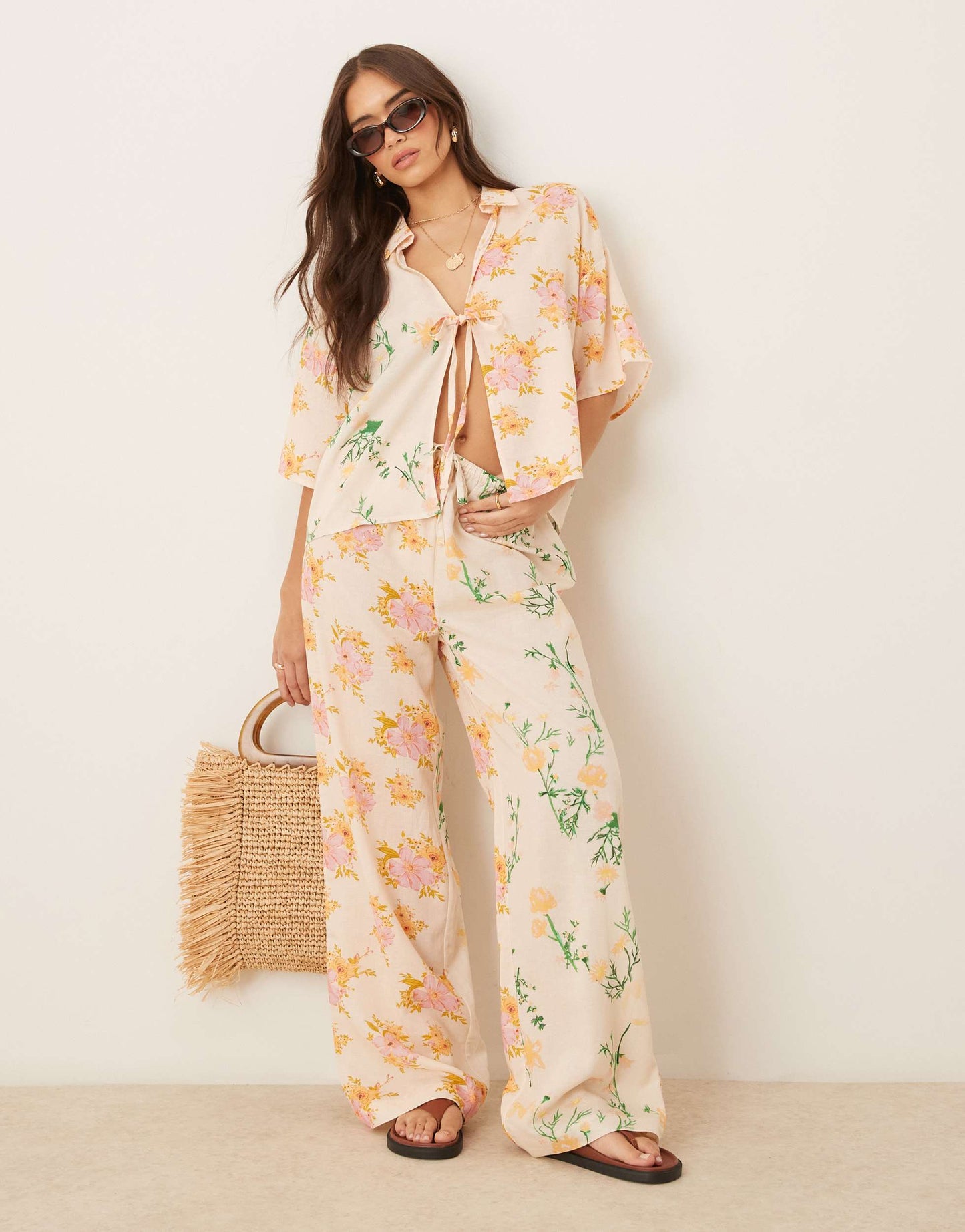 ASOS DESIGN Abi beach trouser in multi floral print