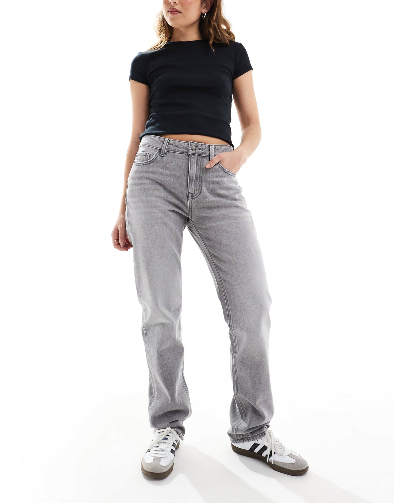 Stradivarius STR straight jeans in dark grey