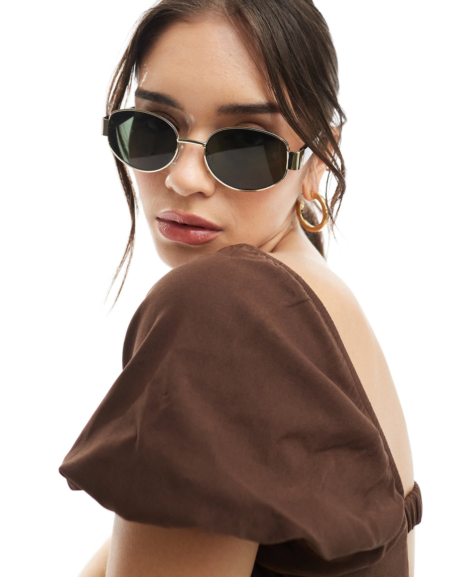 Stradivarius rounded sunglasses in black