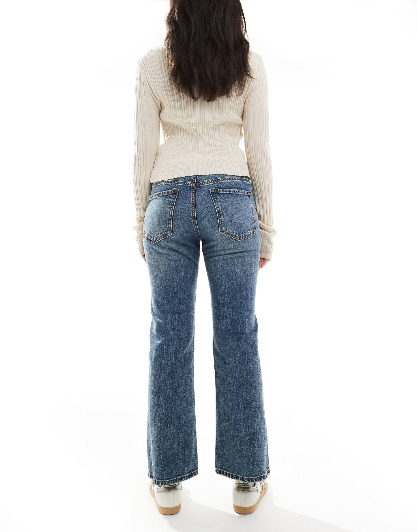 Stradivarius STR flare cropped jean in medium wash