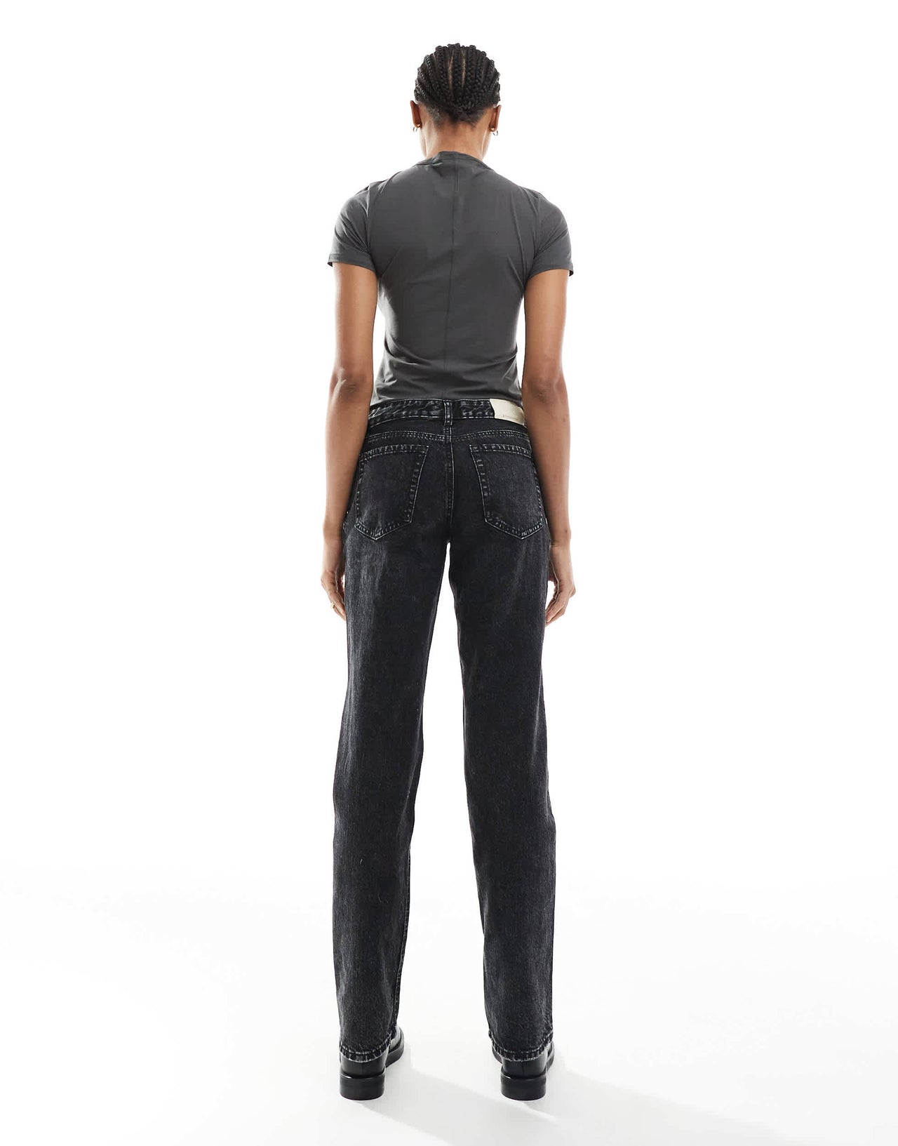 Stradivarius Tall D03 low waisted straight leg jean in black wash