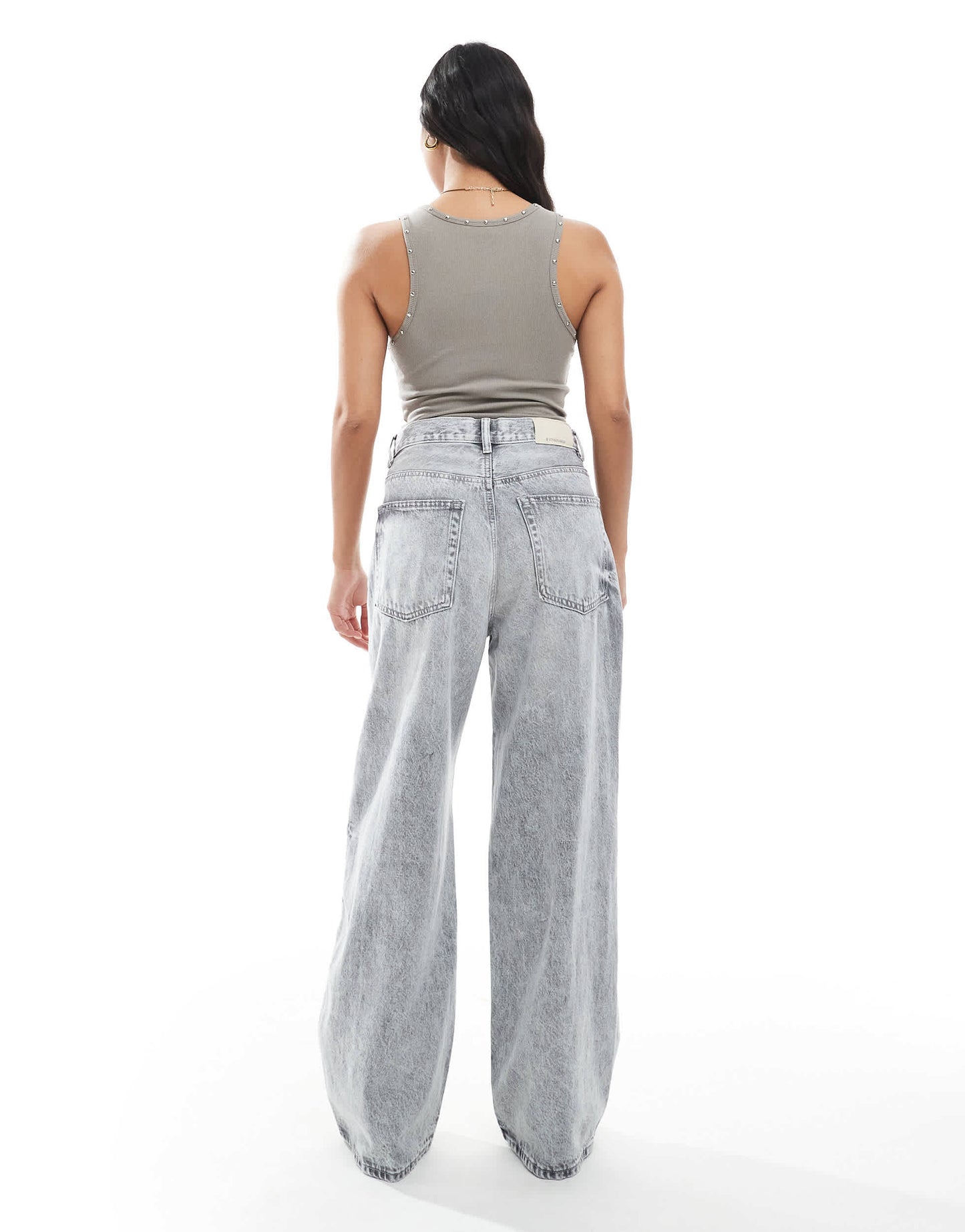 Stradivarius Petite D88 baggy jean in grey wash